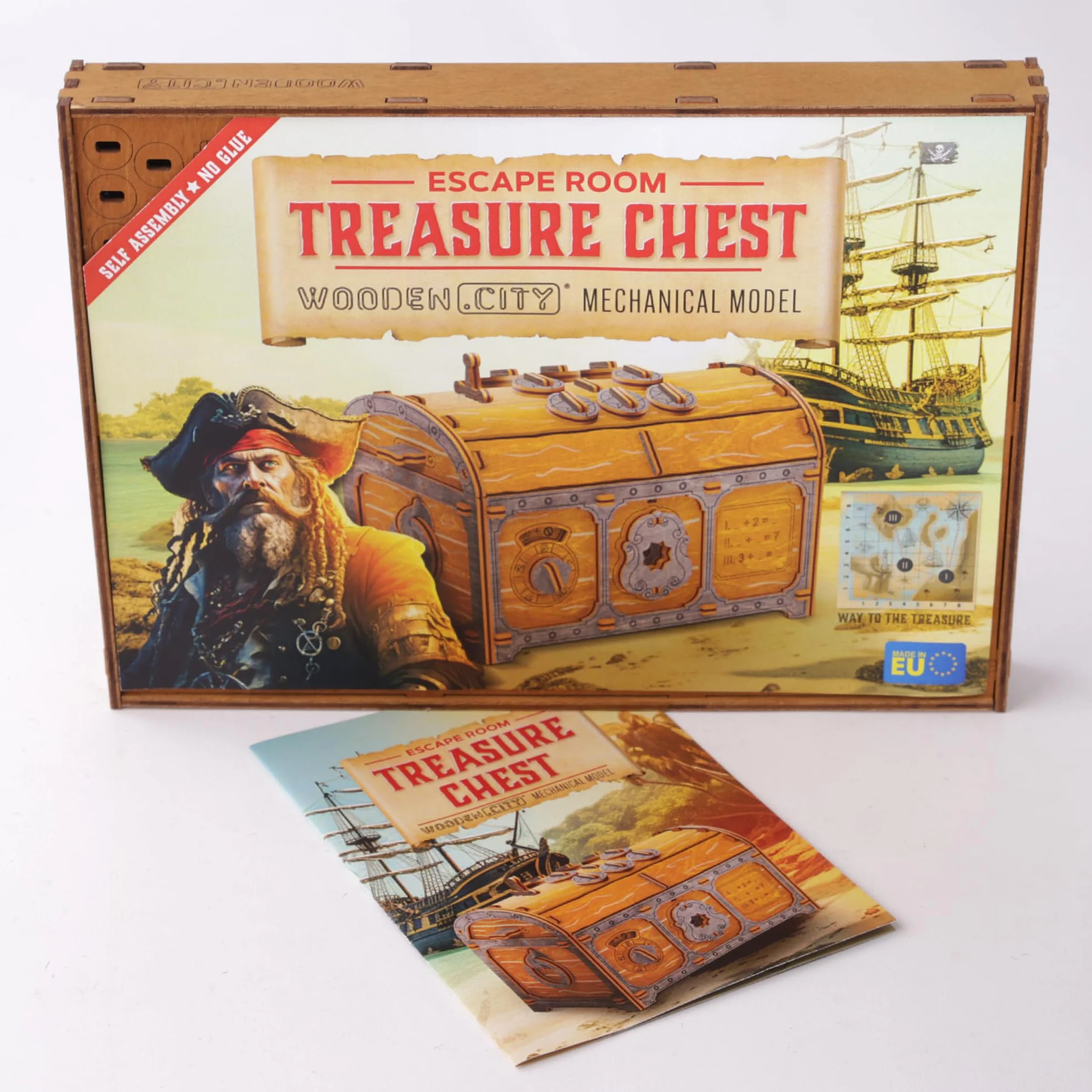 WOODEN.CITY Scrigno del tesoro Escape Room in a Box, scatola rigida per adulti, kit di legno per indizi, puzzle 3D Escape Room, puzzle meccanici in legno per adulti, scatola puzzle pirati