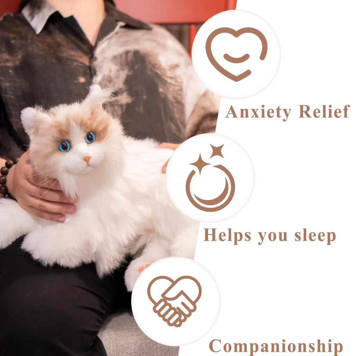 Chongker Robot Gatto Compagno Interattivo Peluche Fatto a Mano con Risposta Vocale Battito Cardiaco Ronzio Realistici Regali