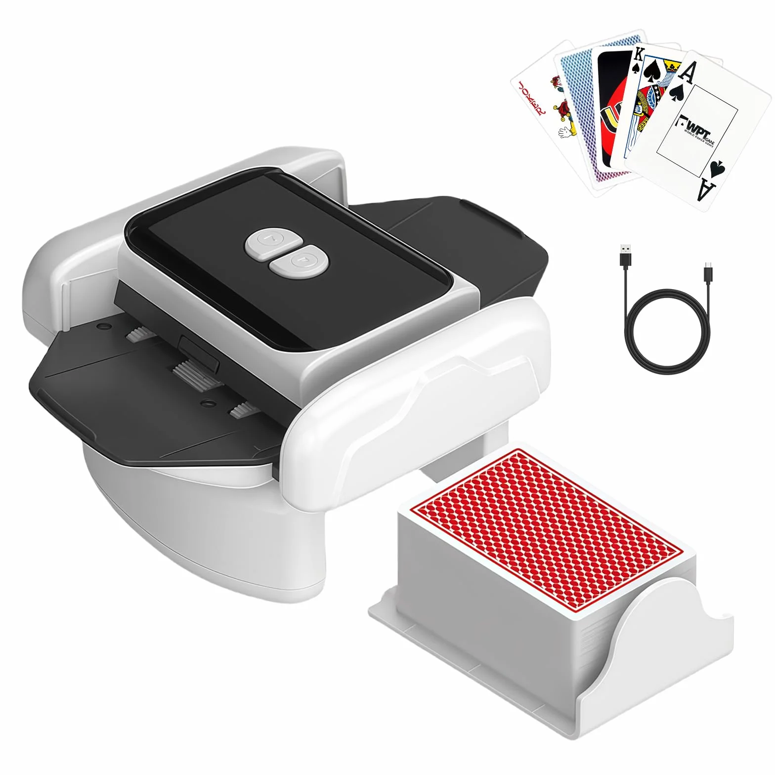 Mescolatore Carte da Gioco,Mischia Carte Automatico per 1-2 Mazzi,Card shuffler,modalità Auto e Manuale,Mixer Automatico,per Carte di Diverse Dimensioni