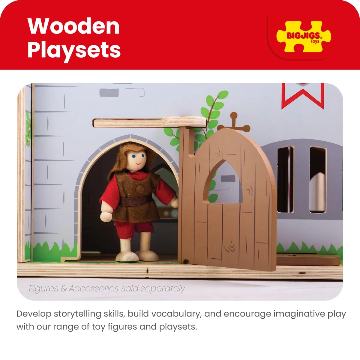 Castello di Bigjigs Giocattoli Re Giorgio - Castello Medievale Playset