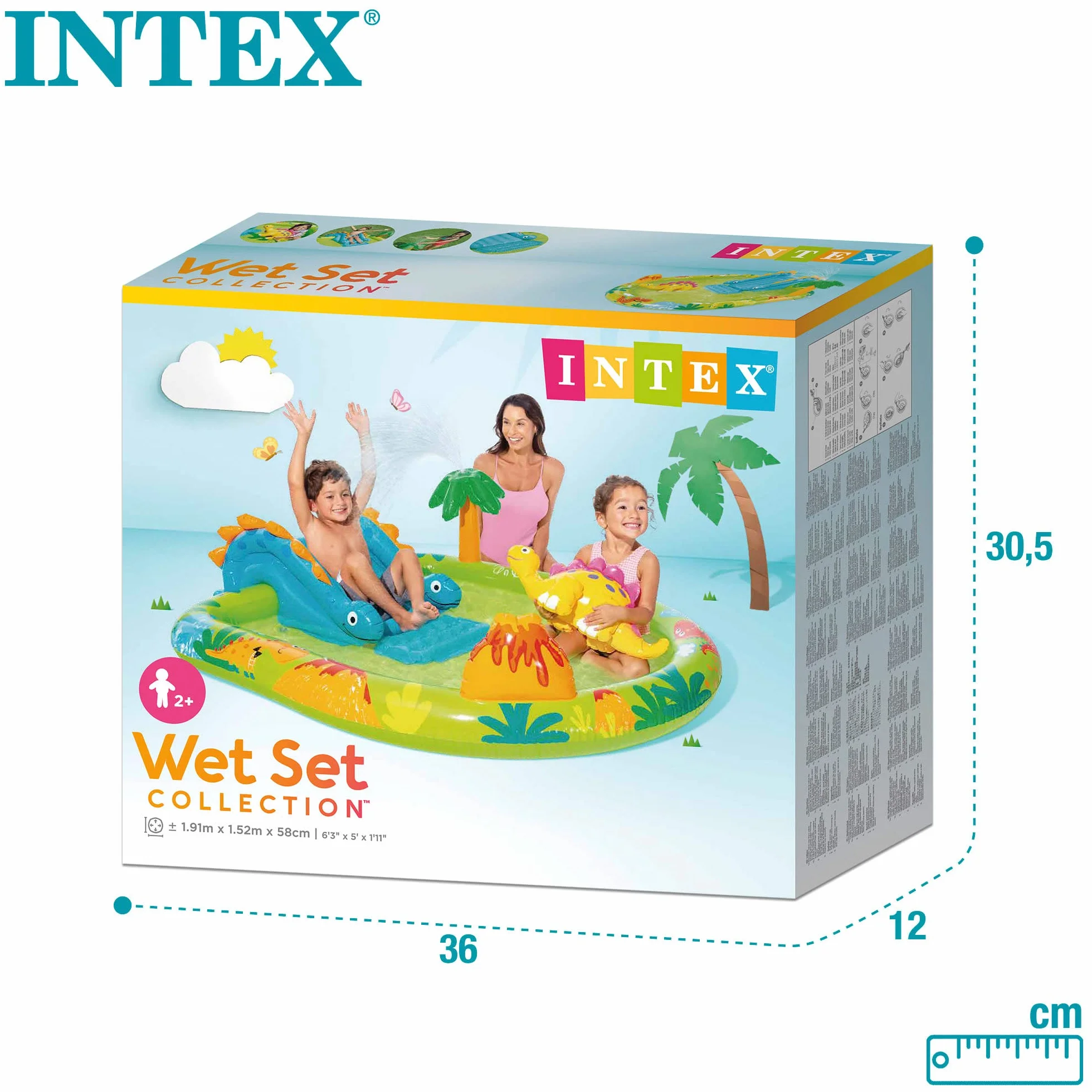Intex 57166NP - Piscina Gonfiabile Play Center Dinosauri, Vinile, Multicolore, 191x152x58 cm