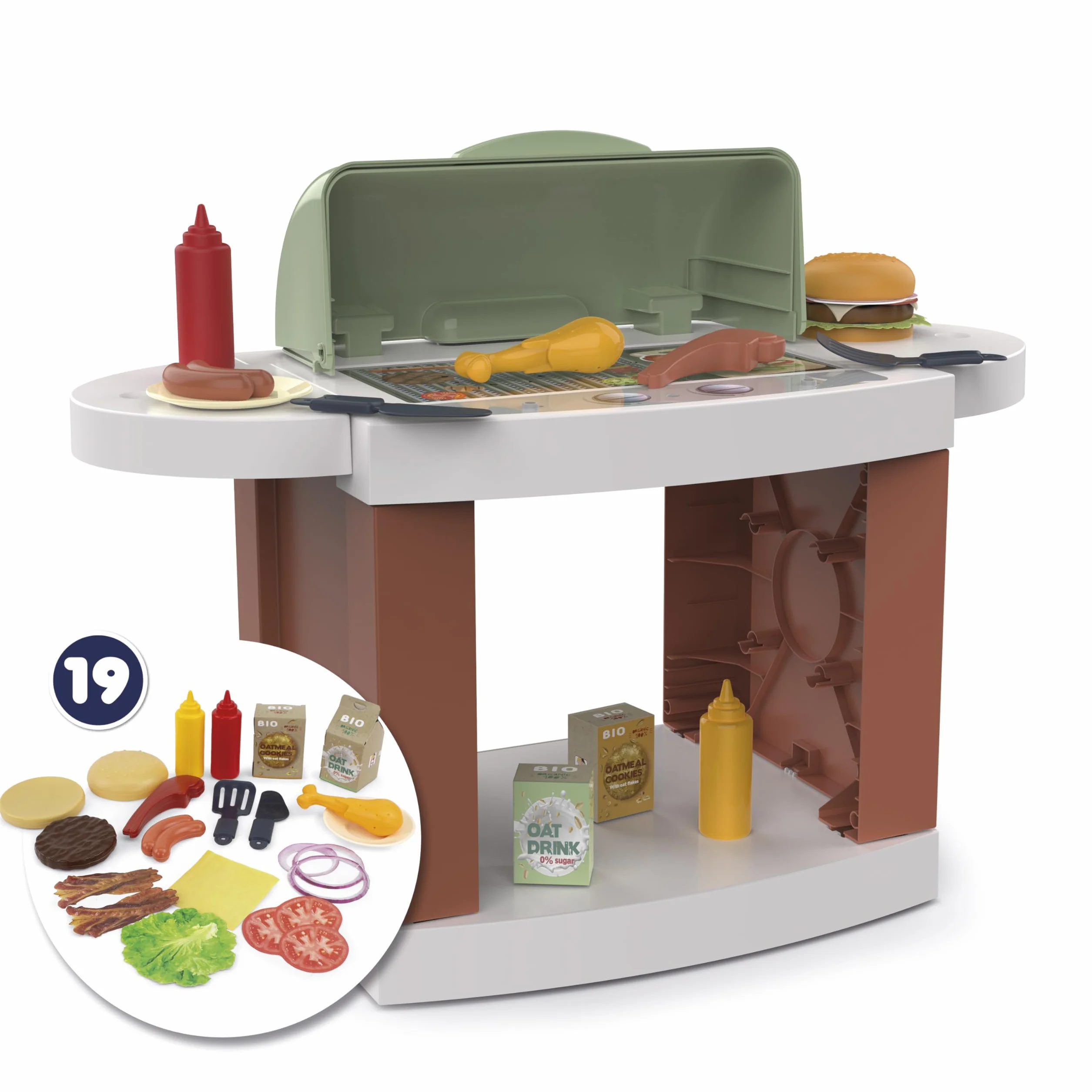 Chicos - Casetta Barbacoa | Casetta per Bambini da Esterno con Barbecue Integrato ed Accessori oltre a Finestre e Gattaiola | Da 2 Anni (89705)