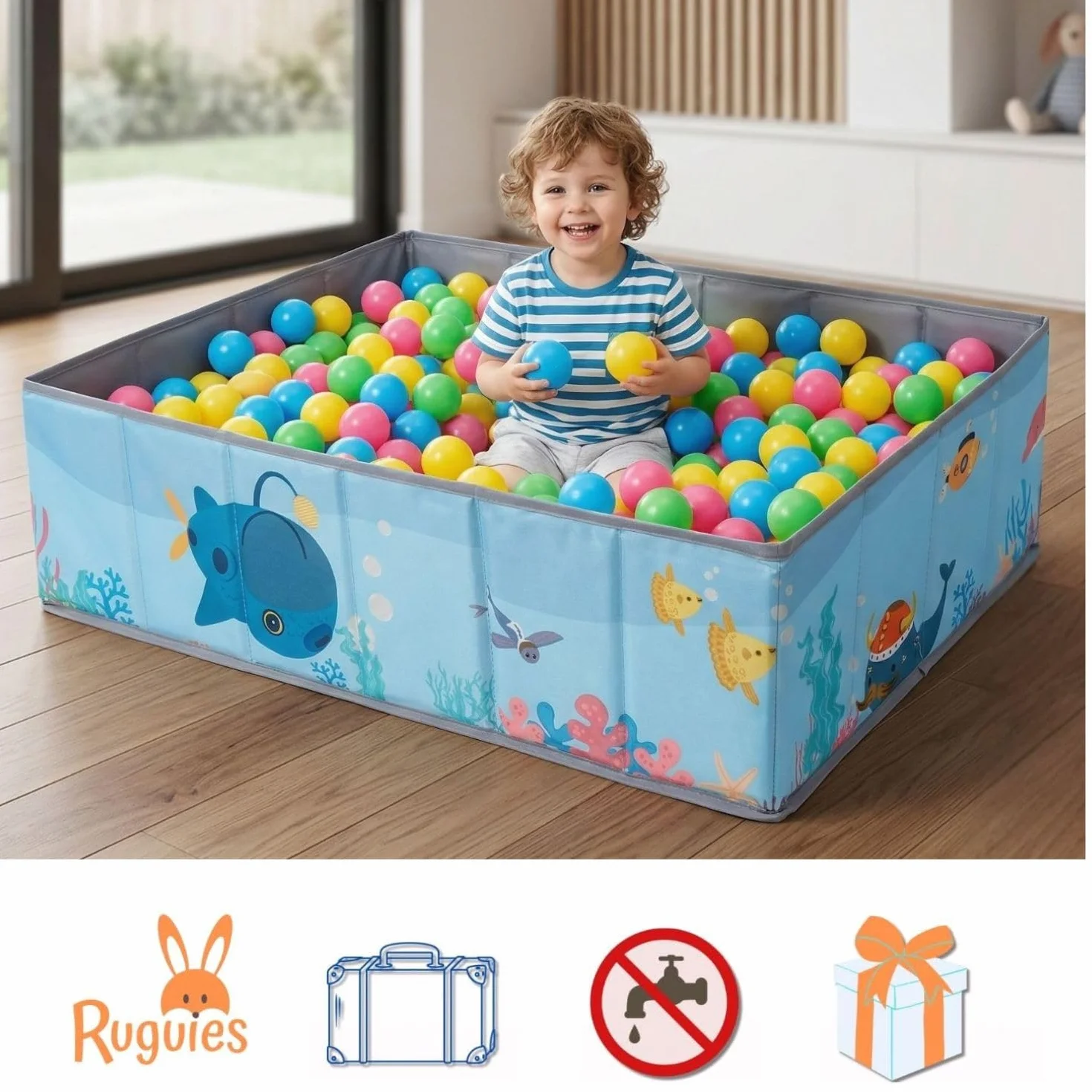 Piscina di palline per bambini- Piscina di palloni per bambini- Piscina di pieghevole e portatile- Cubo giocattolo per interni ed esterni- (palline non incluse).