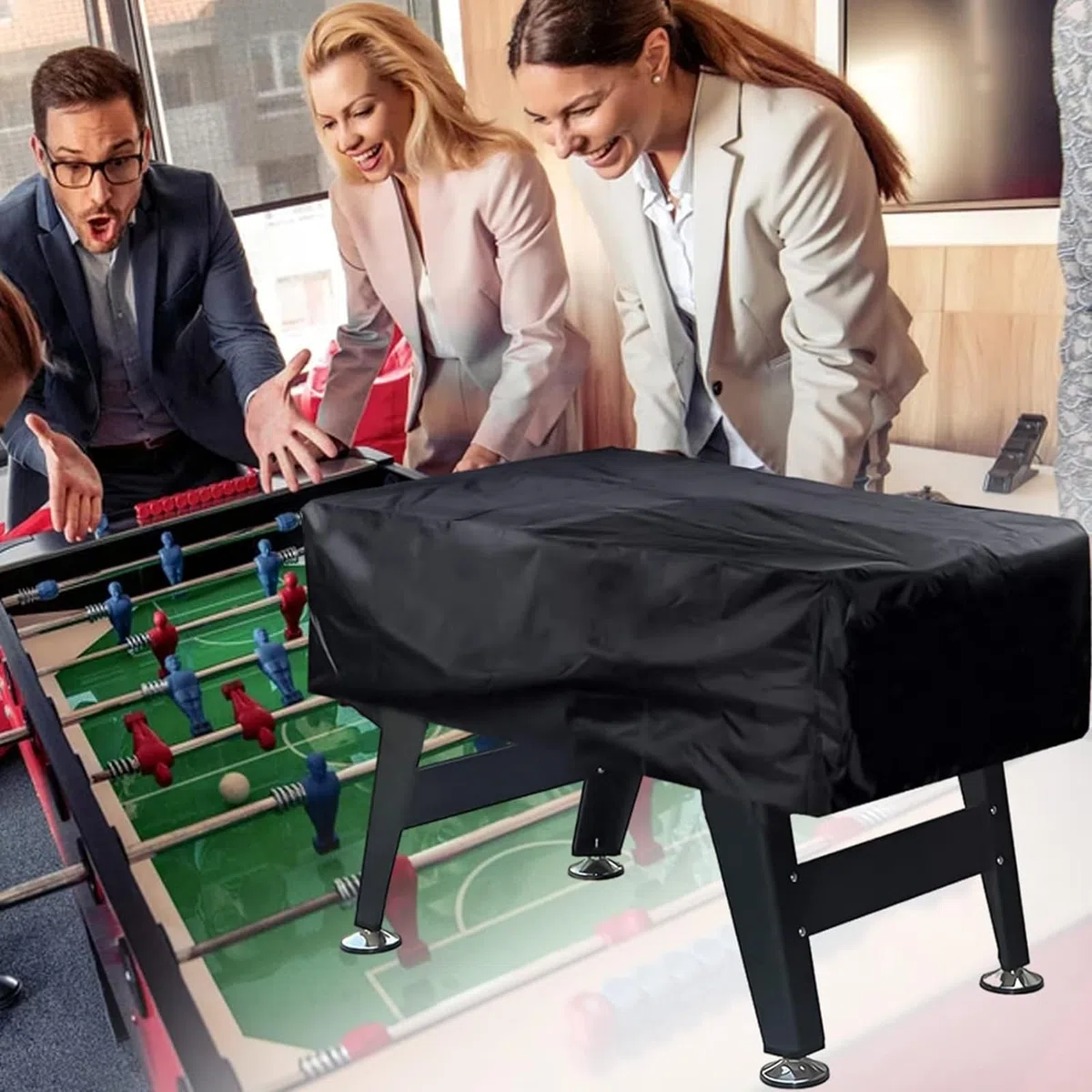 Copertura per Tavolo Calcio,Impermeabile Coperture Protezione per Biliardino per Esterni Interni, Rettangolari Telo Protettiva Custodia per Foosball Table da Esterno(Size:142 x 132 x 38cm,Color:Beig