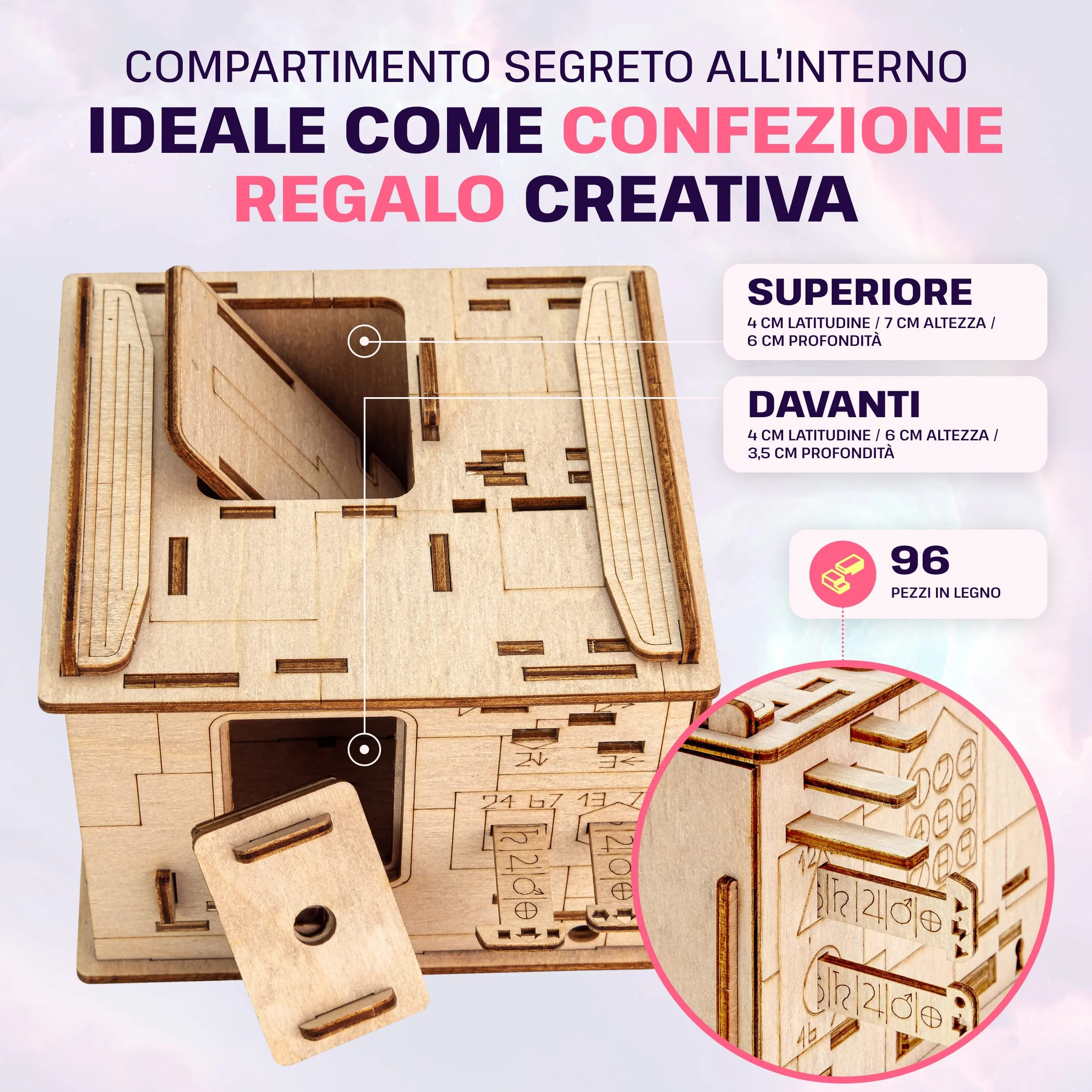 ESC WELT Space Box - Puzzle 3d in Legno - Rompicapo in Legno Difficile - Escape Room Gioco da Tavolo - Scatola Segreta Rompicapo con Scompartimento Nascosto - Giochi di Logica per Adulti
