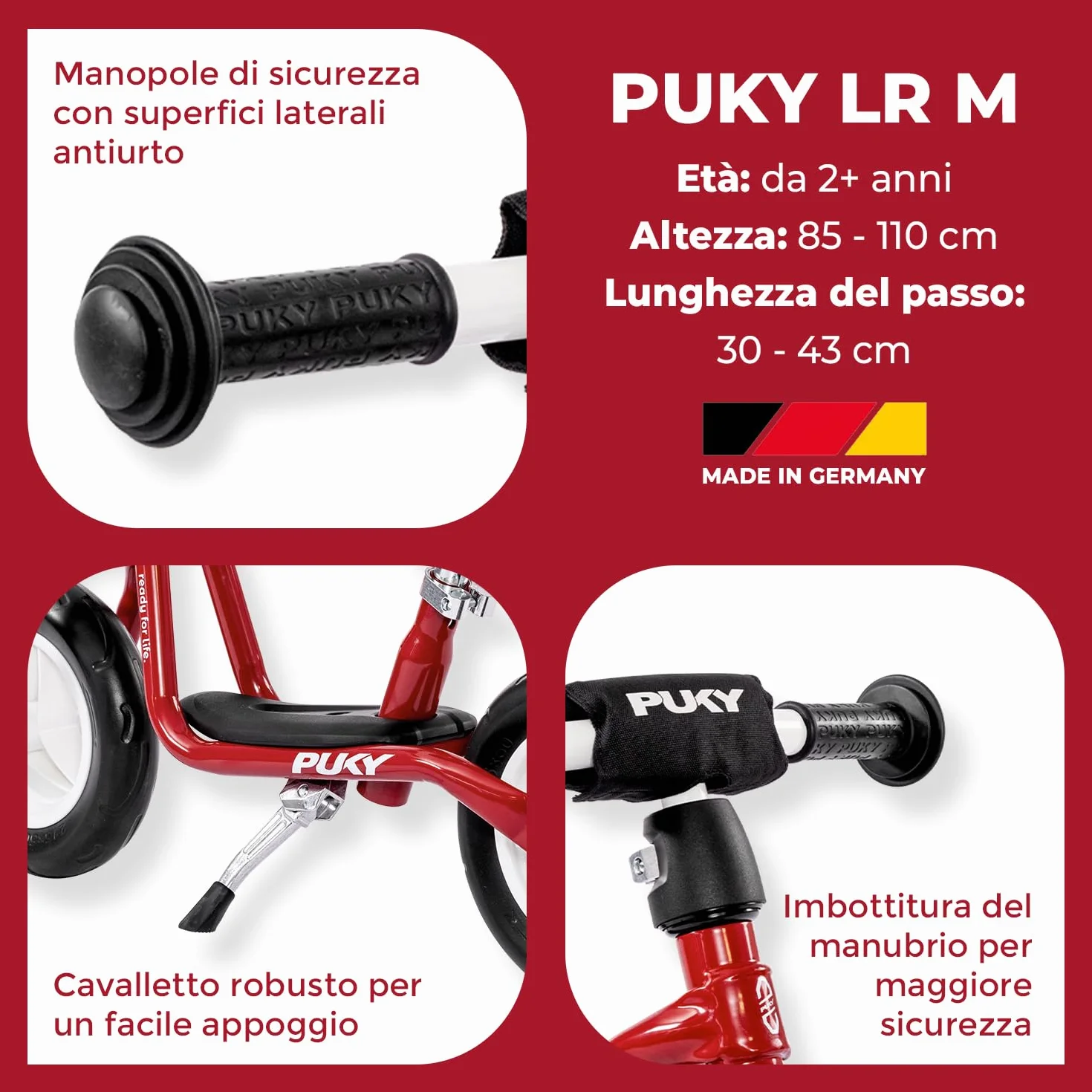 PUKY Draisienne di 2 Anni LR M Pigeon Cile Red