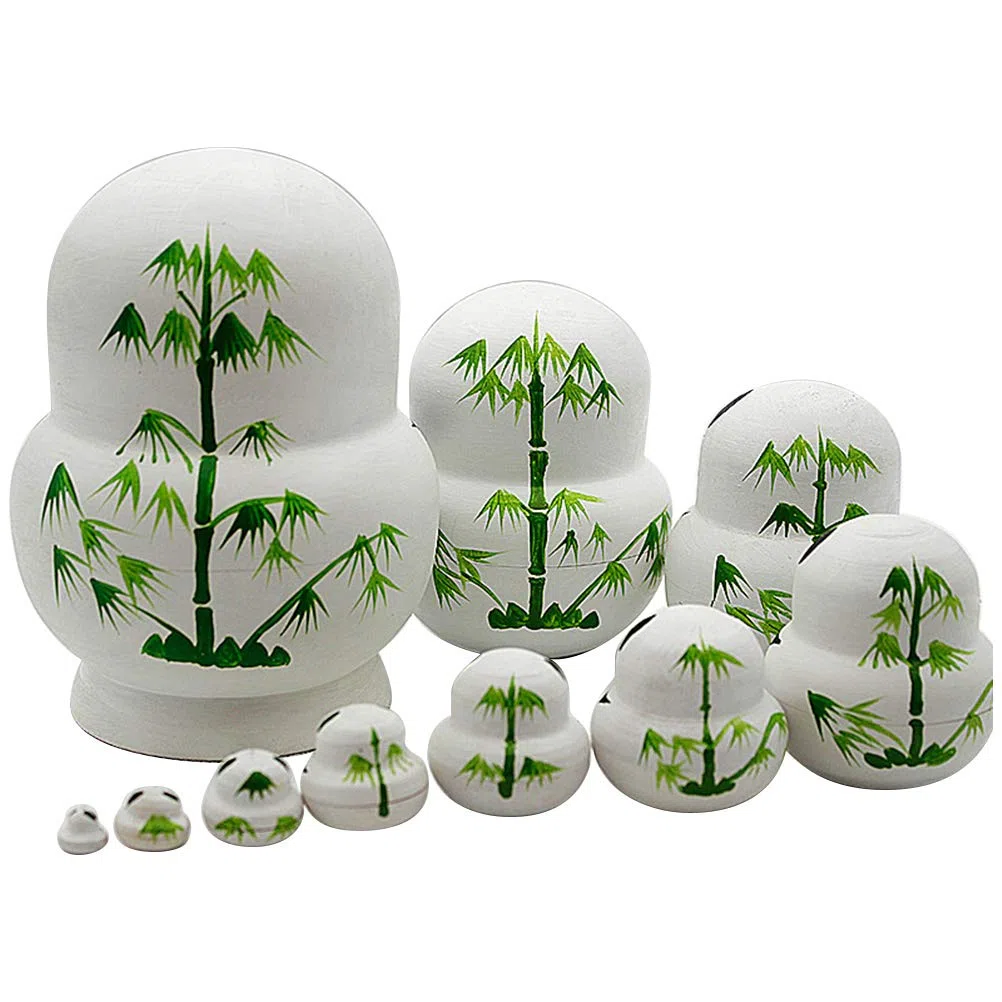 Bambole Russe Matrioska 10 Pezzi Fatte a Mano in Legno con Motivi Panda Regalo Natale Compleanno