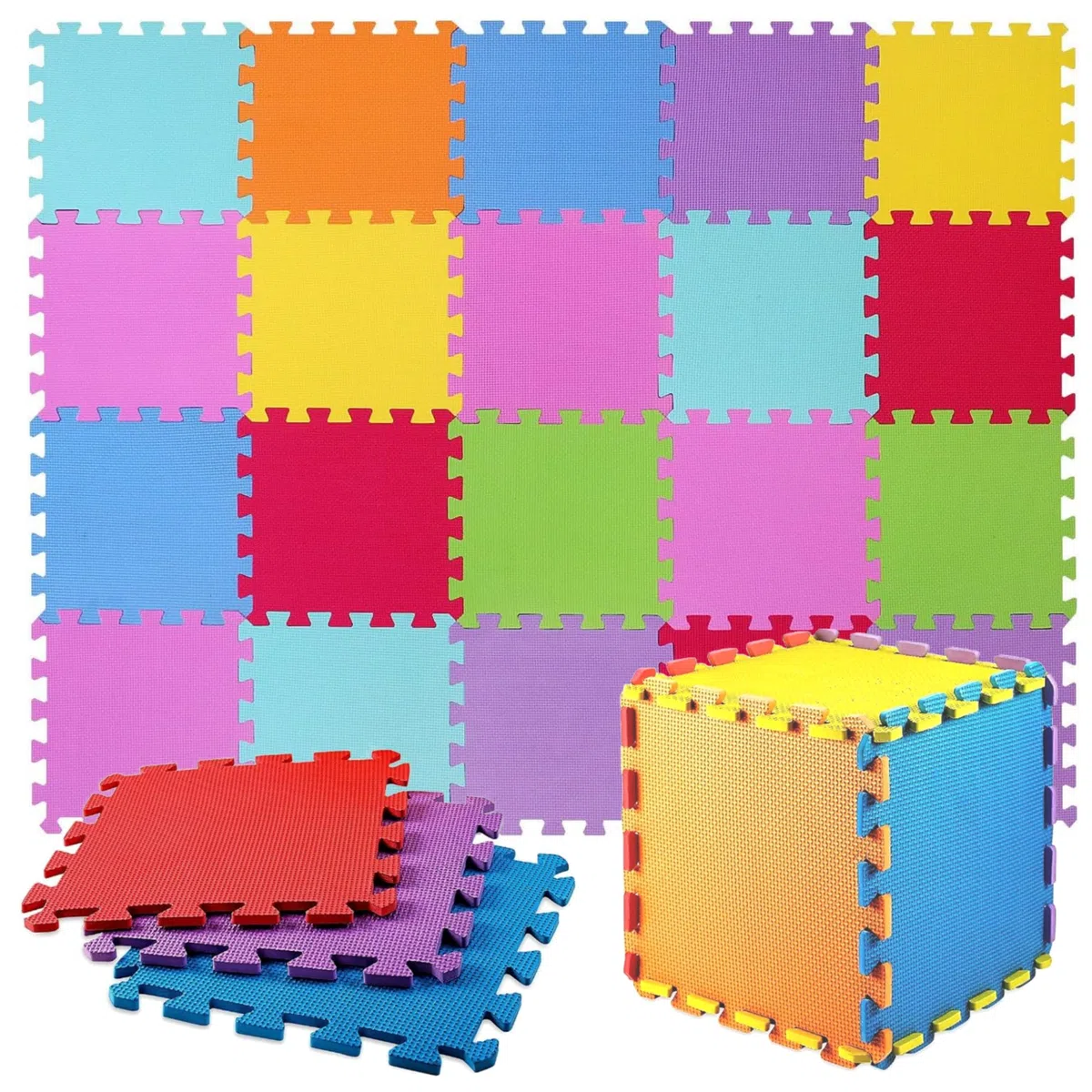 Tappeto Puzzle Bambini 20 Pezzi Gomma Schiuma Eva Certificato CE