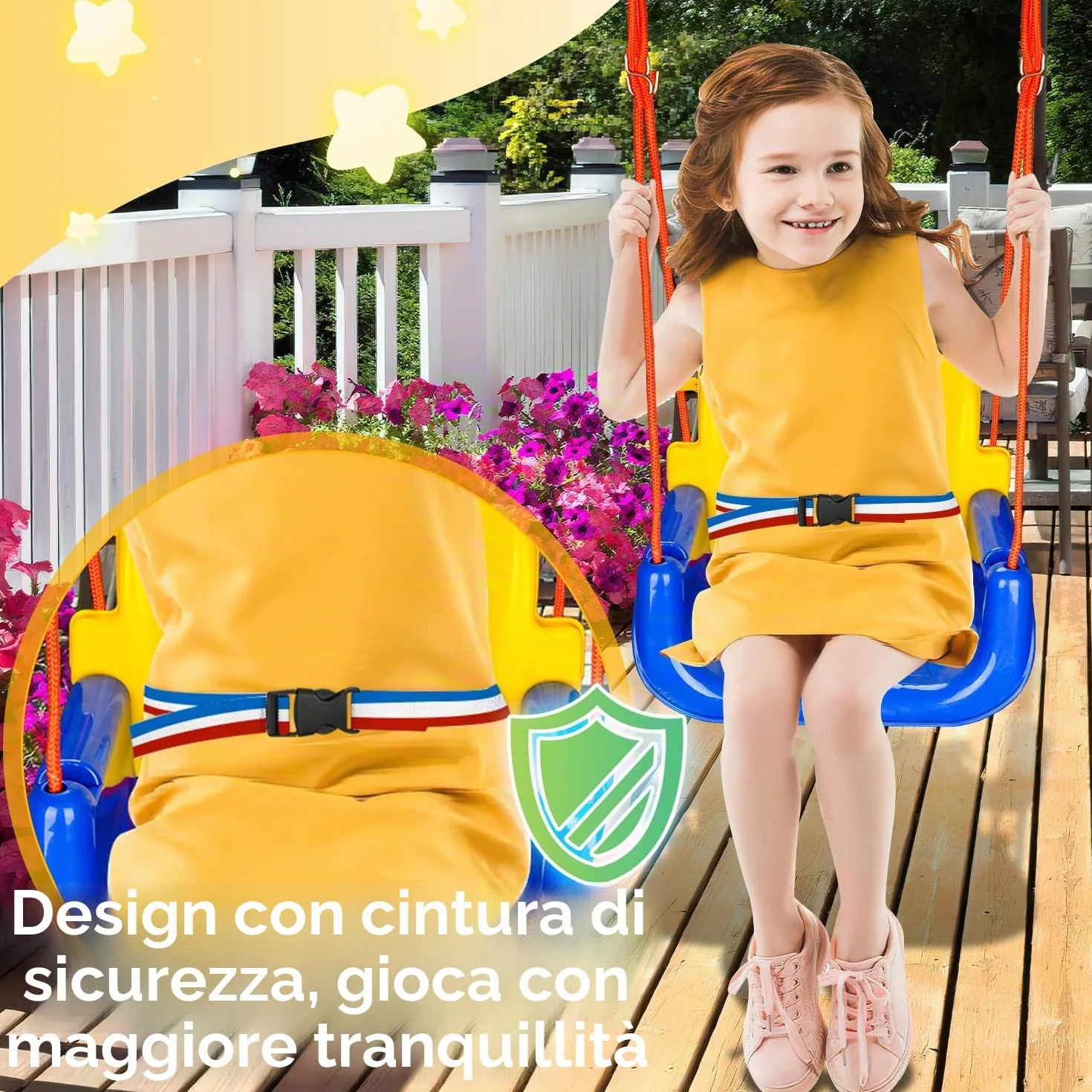 Altalena per bambini 3 in 1 fino a 50 kg, seggiolino rimovibile, regolabile in altezza, altalena per bambini che cresce con il bambino per esterni e interni