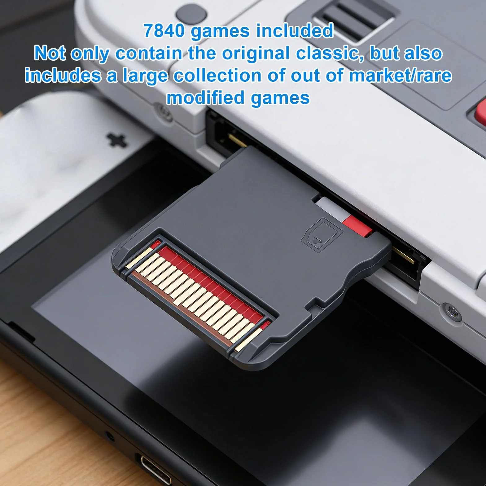 Scheda con 7800 giochi integrati, compatibile con 3DS, 2DS, NDSL, con emulazione di GBA, GBC, FC, MD, GB versione inglese