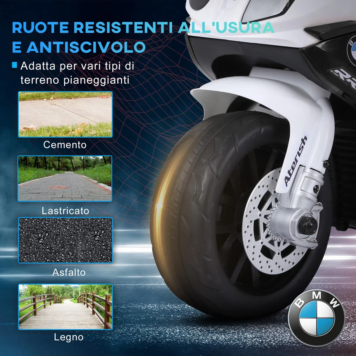 HOMCOM Moto Elettrica per Bambini BMW 20kg 6V 3 Ruote 66x37x44cm