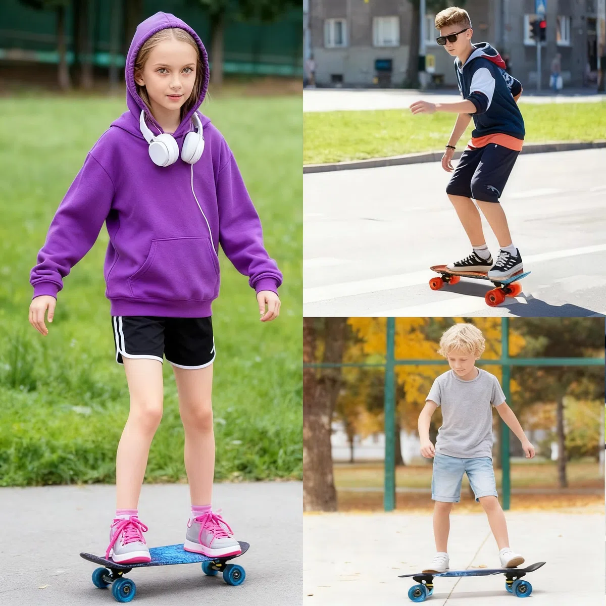 CLYCTIP Skateboard completo da 55,9 cm con ruote lampeggianti colorate e cuscinetti ABEC-11 per bambini, ragazzi, ragazze, principianti