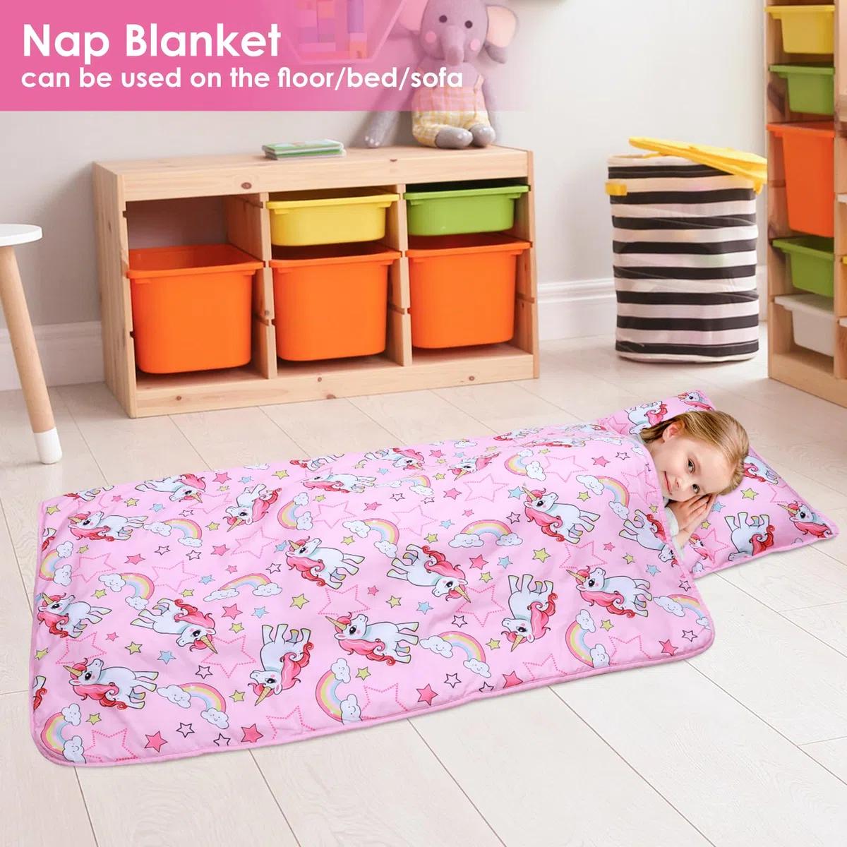 Nap Mat per Bambini con Cuscino e Coperta Rimovibili, Grande Extra Spesso 2 in 1 Sacco a Pelo Pieghevole per Ragazze Ragazzi, Nap Mats per Asilo Nido e Campeggio