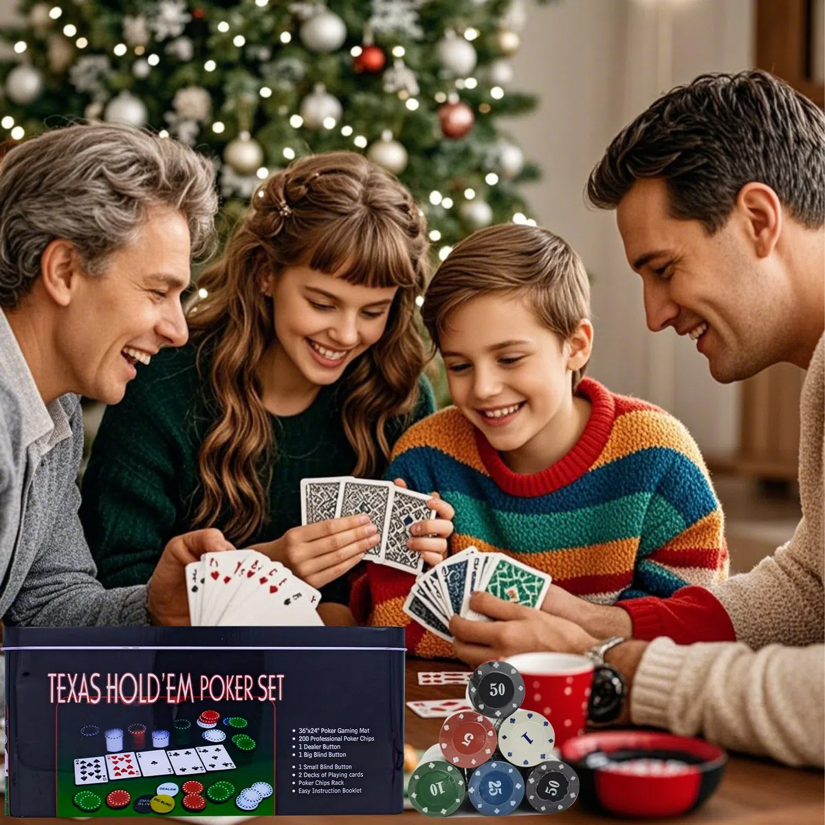 powerking Poker Chip Set, Blackjack 200 fiches Poker Set per Texas Holdem con tovaglia Gioco per Feste di Famiglia