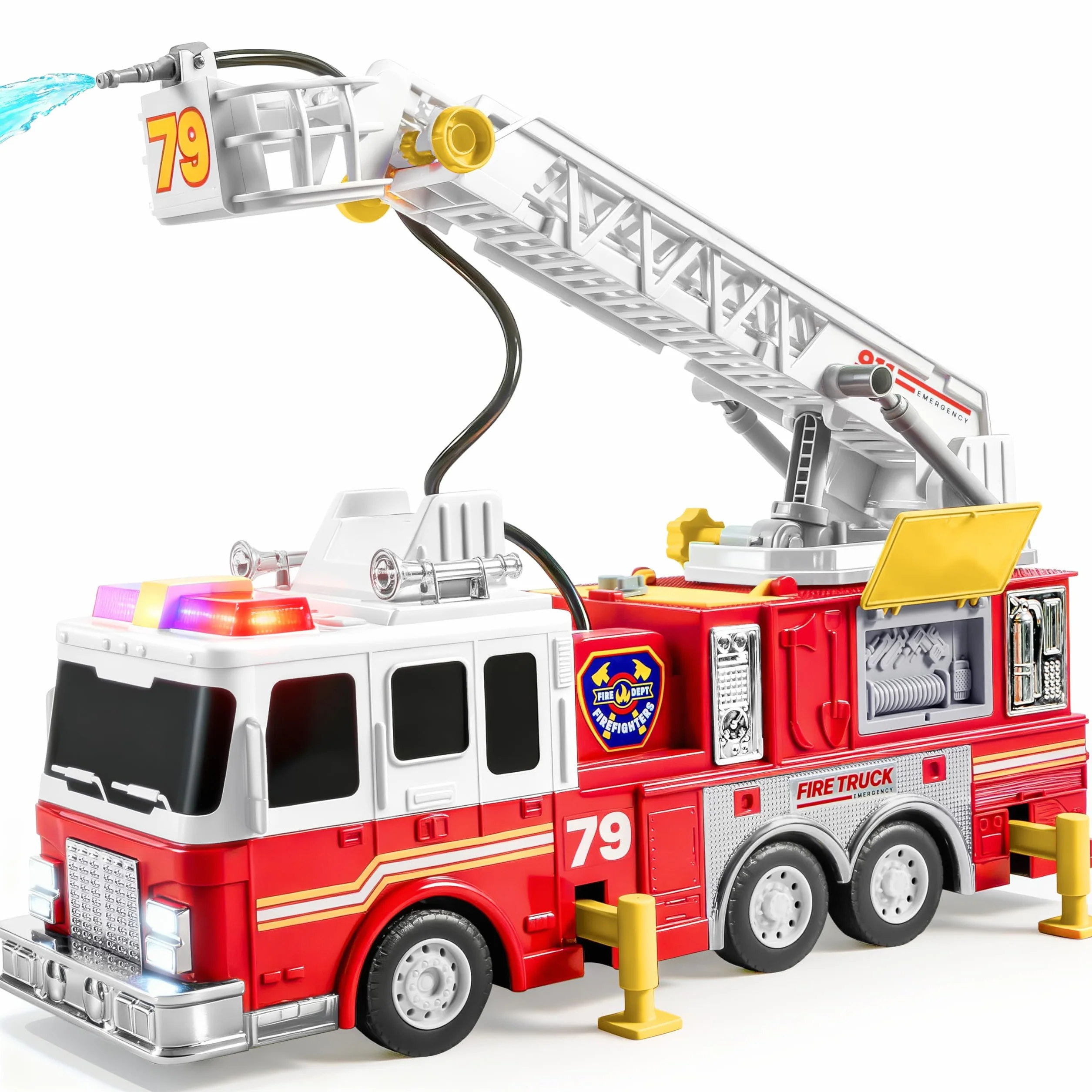 JOYIN Grande Autopompa Giocattolo 83 cm, Vigili Del Fuoco, Luci, Sirene
