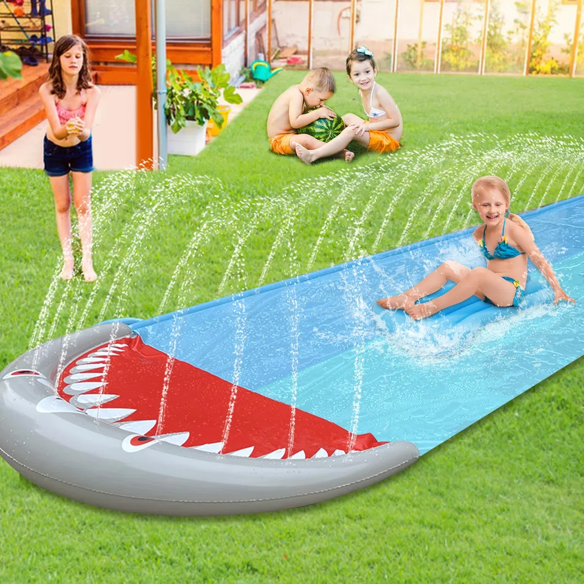 Sonnewelt 550 x 145 cm Slip and Slide scivolo d'acqua con 2 bodyboard