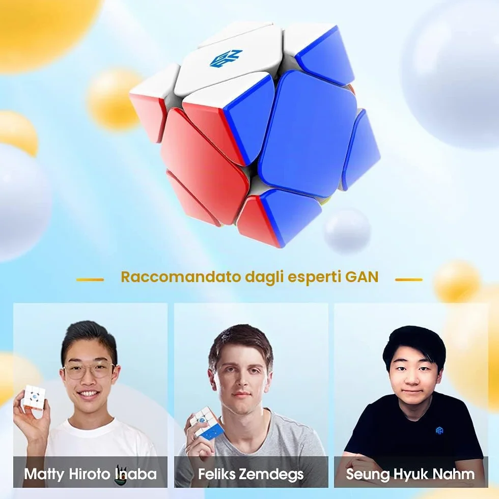 GAN Skewb Cubo di Velocità Professionale 3x3 Magnetico Skewb Cube, Cubo di Velocità a rotazione obliqua Design Leggero 8 Magneti Integrati, Adatto a Principianti e Bambini, Nonché Come Regalo