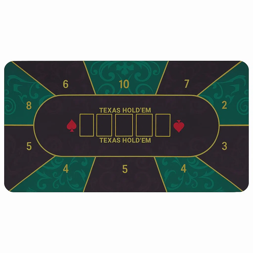 Profesjonalne Tappetino da Poker Texas Hold'em – Telo Antiscivolo 10 Giocatori – Layout Casinò Verde/Oro
