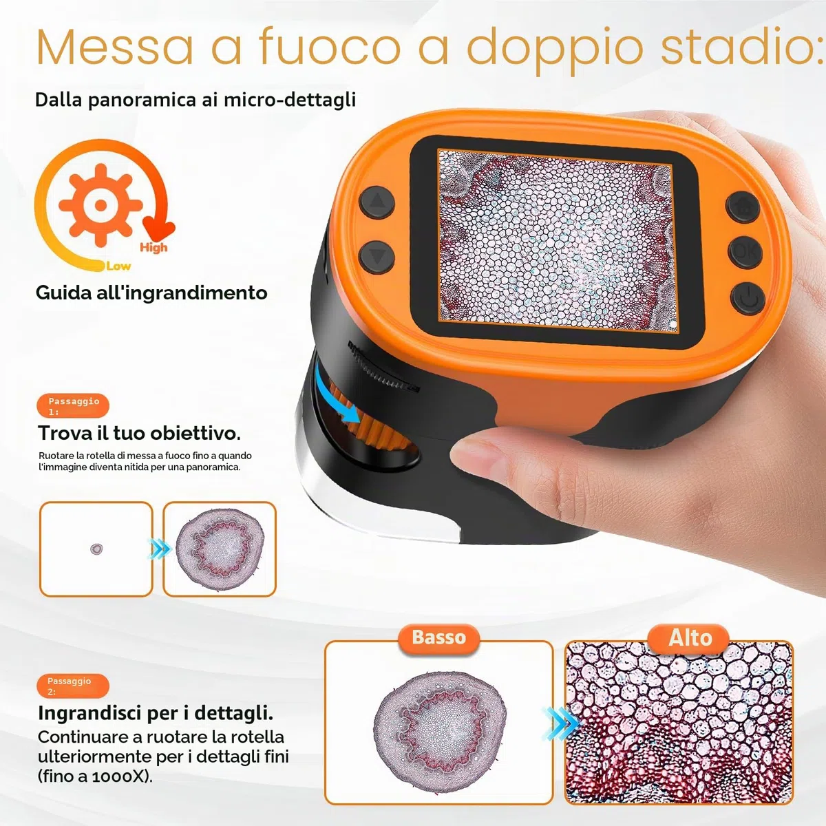 Microscopio per bambini lente d'ingrandimento portatile ragazzi ragazze 4-12
