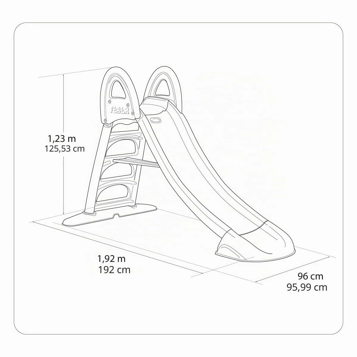 FEBER Mega Casual Water Slide Scivolo Giardino con Tubo Esterno Scale Antiscivolo Colori Resistenti