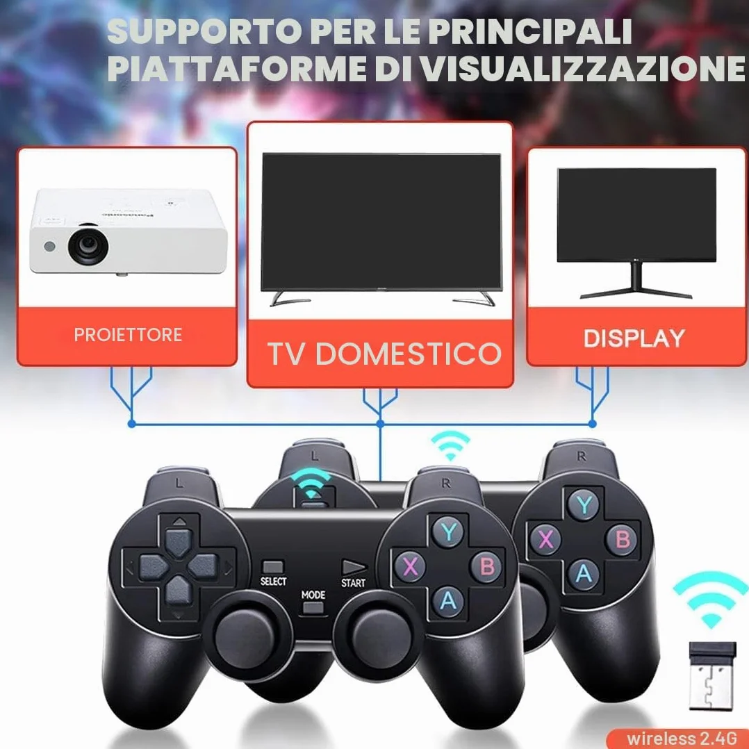 Console di giochi retrò da 128 GB con 38.000 giochi integrati, controller wireless, uscita HDMI per TV, game stick 4K ×2, regalo per bambini e adulti