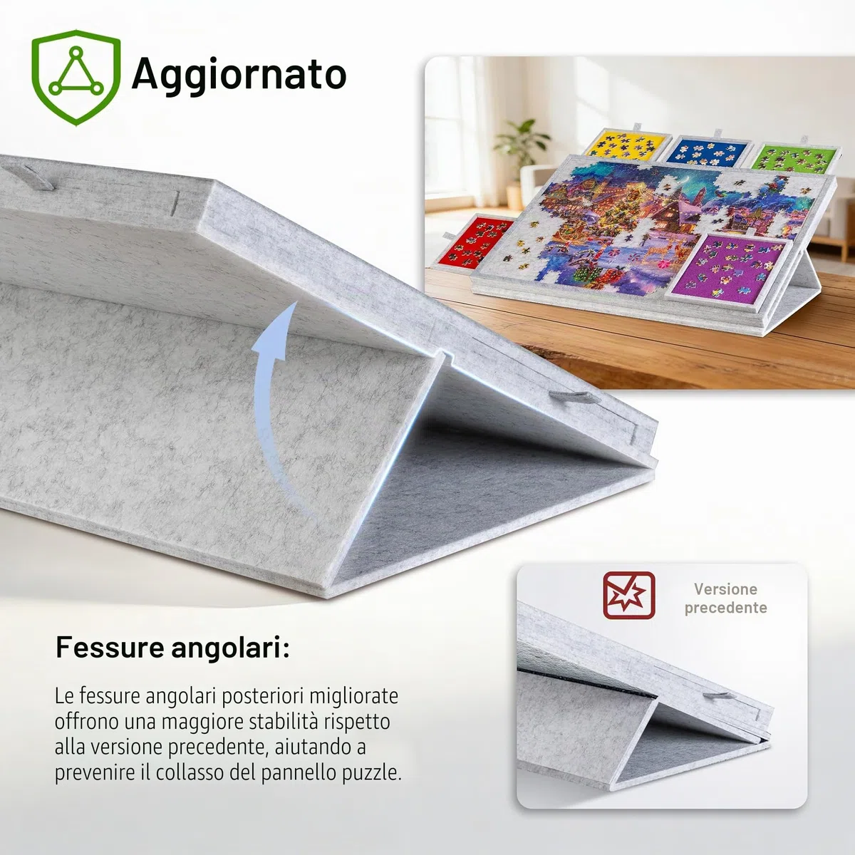 Lavievert Tavola puzzle inclinabile con supporto e copertura progettati 2 in 1, super leggero, in feltro, con 6 cassetti, tavolo puzzle portatile per giochi fino a 1000 pezzi, grigio chiaro