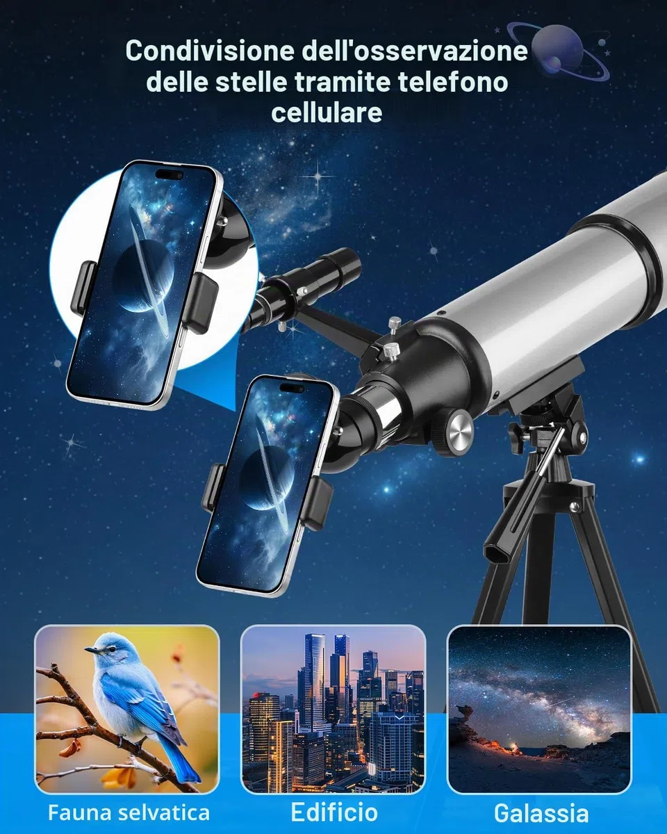 Teleskop Astronomie 90/600mm Telescopio 90 mm Apertura 600 mm Telescopio per Bambini Principianti Telescopiokit Astronomia per Adulti con Zaino e 2 oculari Adattatore Set per astronomia