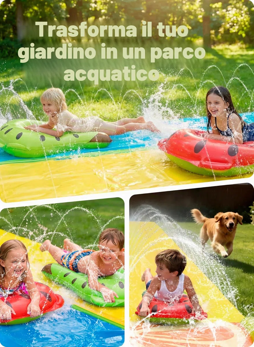Sloosh Scivolo d'Acqua Gonfiabile 22,5ft con 2 Tavole, Doppio per Prato con Irrigatori, Giocattolo Estivo per Bambini e Adulti, Arancione