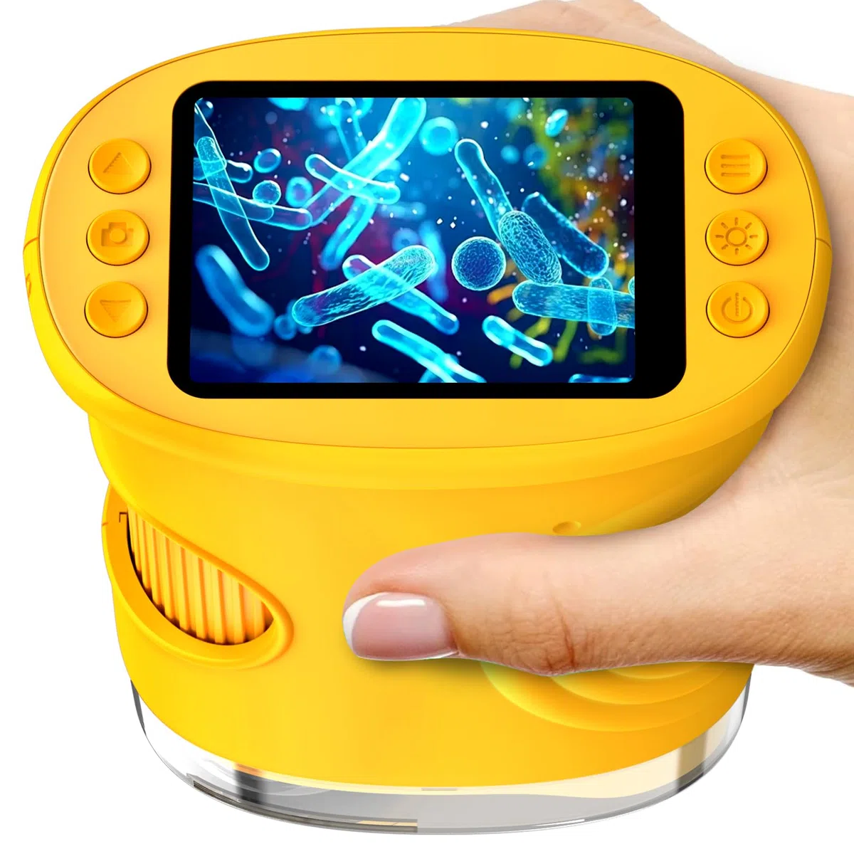 Microscopio Digitale Portatile per Bambini con schermo IPS da 2", Ricaricabile, Memoria Fotografica Integrata, 200X Mini Microscopio da Regali di Natale, compleanno o Capodanno per i 4-12 Anni-Arancio
