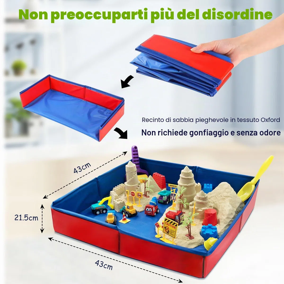 CROSOFMI Sabbia per Bambini 2 Sterline Magica Giochi Pieghevole Sabbiera Veicolo Giocattolo per Ragazzi e Ragazze Oltre i 3 Anni