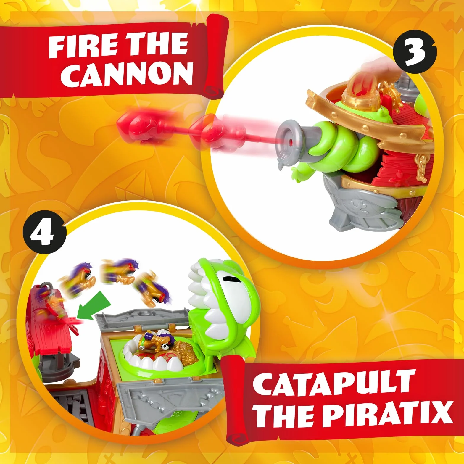 PIRATIX Kraken Ship–Barca Kraken di Piratix.Contiene 1barca Kraken, 2Piratix & accessori esclusivi, 1proiettile a cannone, 1tesoro esclusivo, 6 tesori dorati, 1 bandiera esclusiva, 1 spada, 1 ancora e
