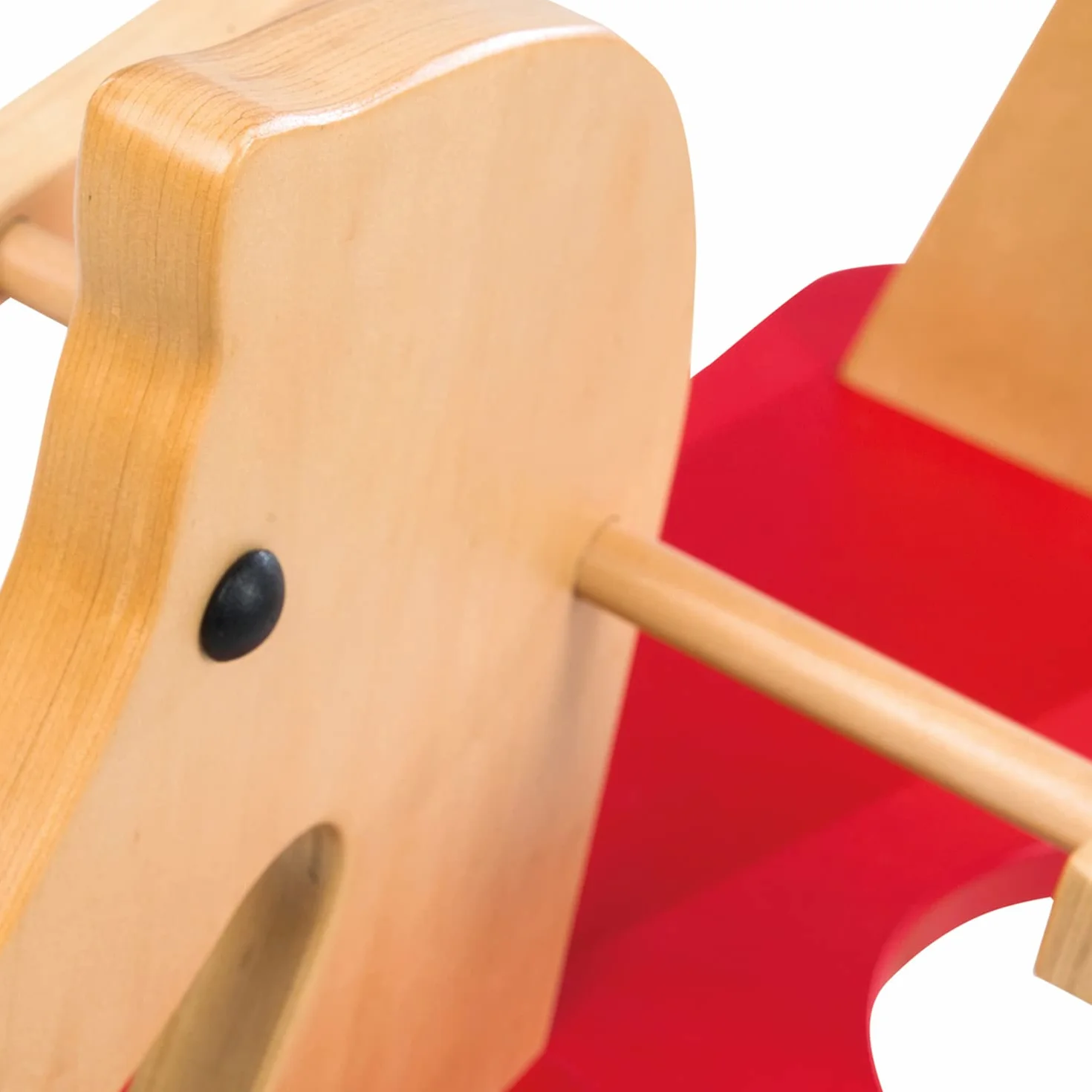 roba Cavallo a Dondolo per Bambini - Anello di Protezione Rimovibile - dai 12 Mesi in Su - Ideale come Regalo di Compleanno e Natale - Legno Massiccio - Sedile Rosso