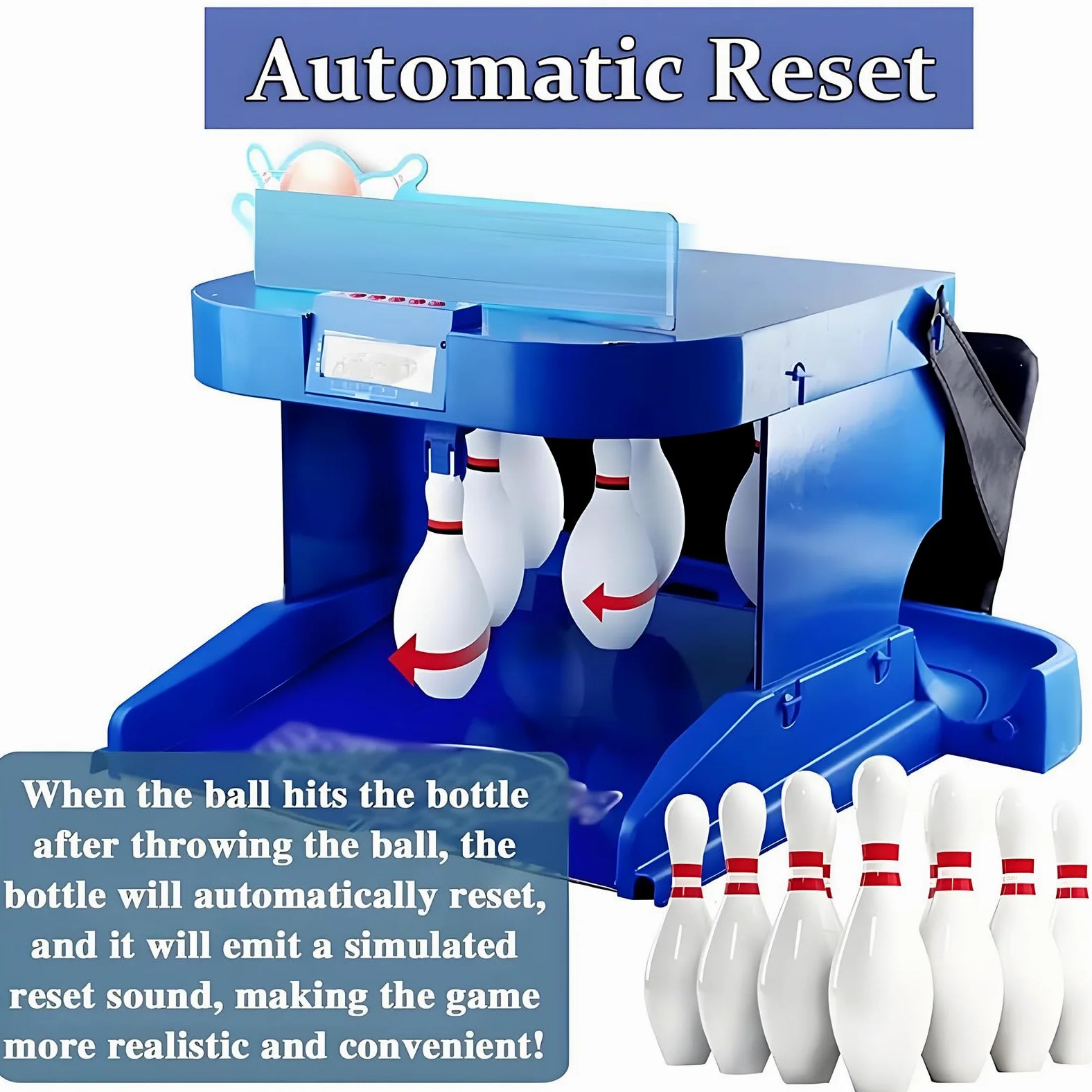 Gioco elettronico della pista da bowling per la casa, console sportiva interna con ripristino automatico, tabellone segnapunti a LED ed effetti sonori realistici