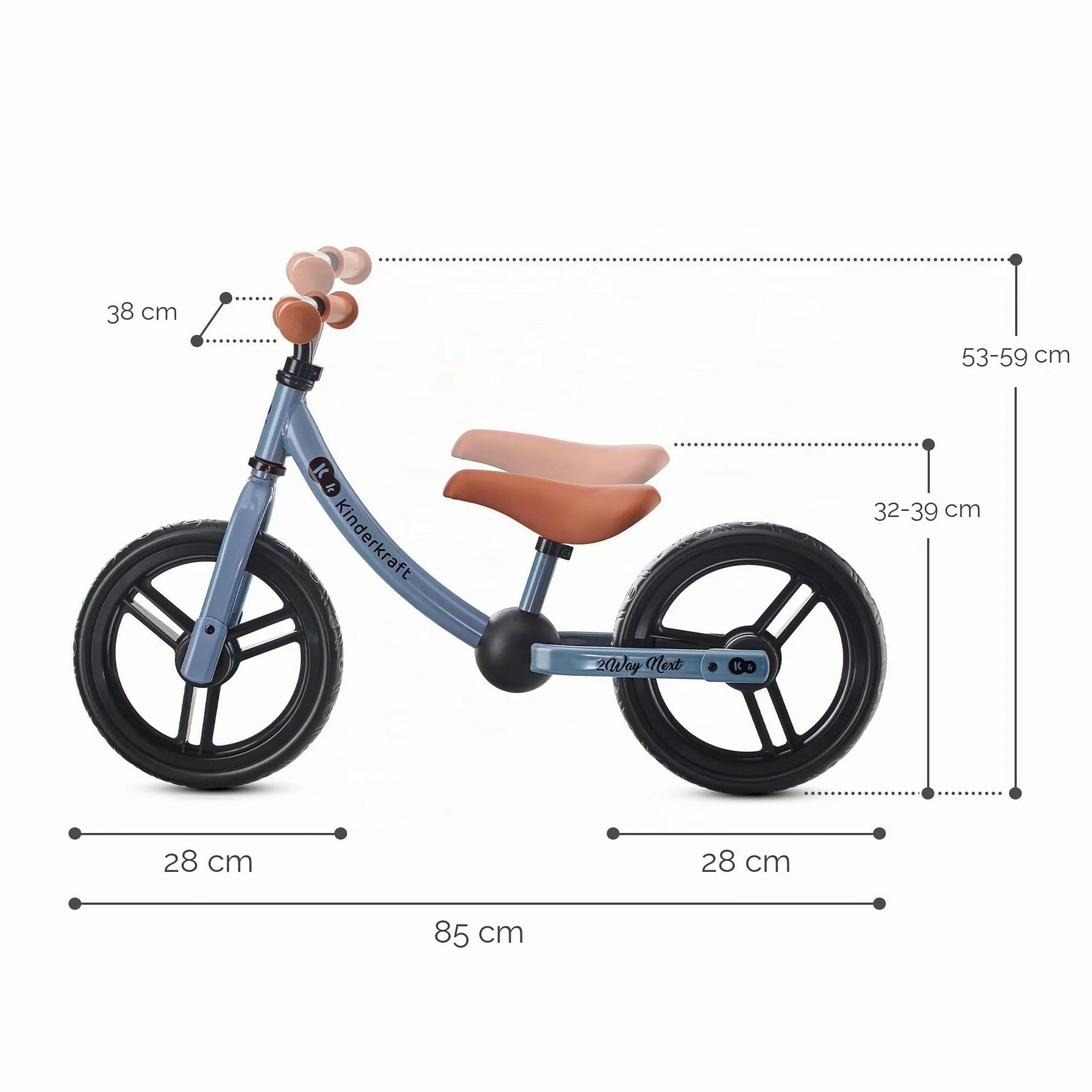 kk Kinderkraft 2WAY NEXT Bicicletta bambini 2-5 anni, Bici senza pedali, 12 polici ruote, Design sportivo, Regolazione della sella, Bloccasterzo, Montaggio facile, Struttura leggera, Blu