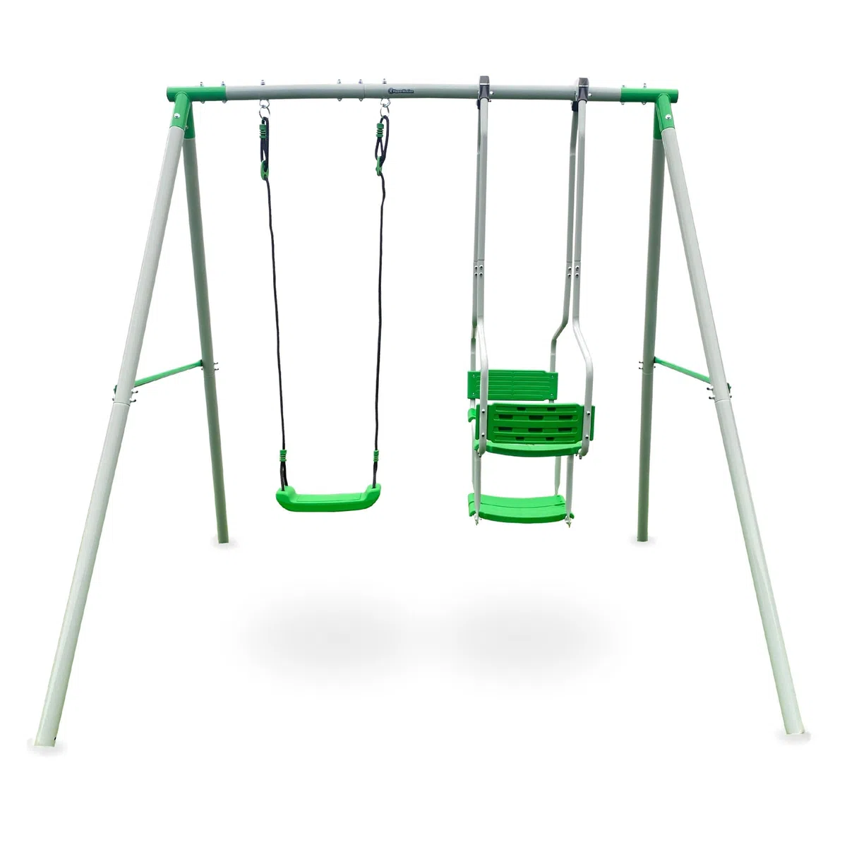 HyperMotion Altalena da Giardino per Bambini a 3 Posti, Set di Altalene per Parco Giochi, Telaio in Acciaio Resistente, Corda Regolabile in Lunghezza