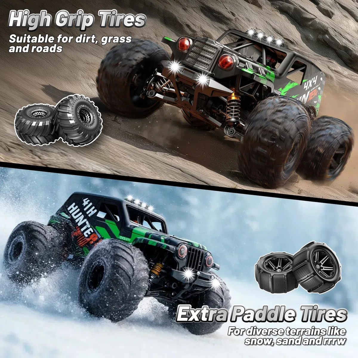 Macchina Telecomandata Professionale 1:14 per Adulti e Ragazzo 1:14 4WD RC Auto Fuoristrada ad Alta Velocità 40+ KM/H, con 2 Batterie Ricaricabili 7.4V 1300mAh, 2 set di pneumatici