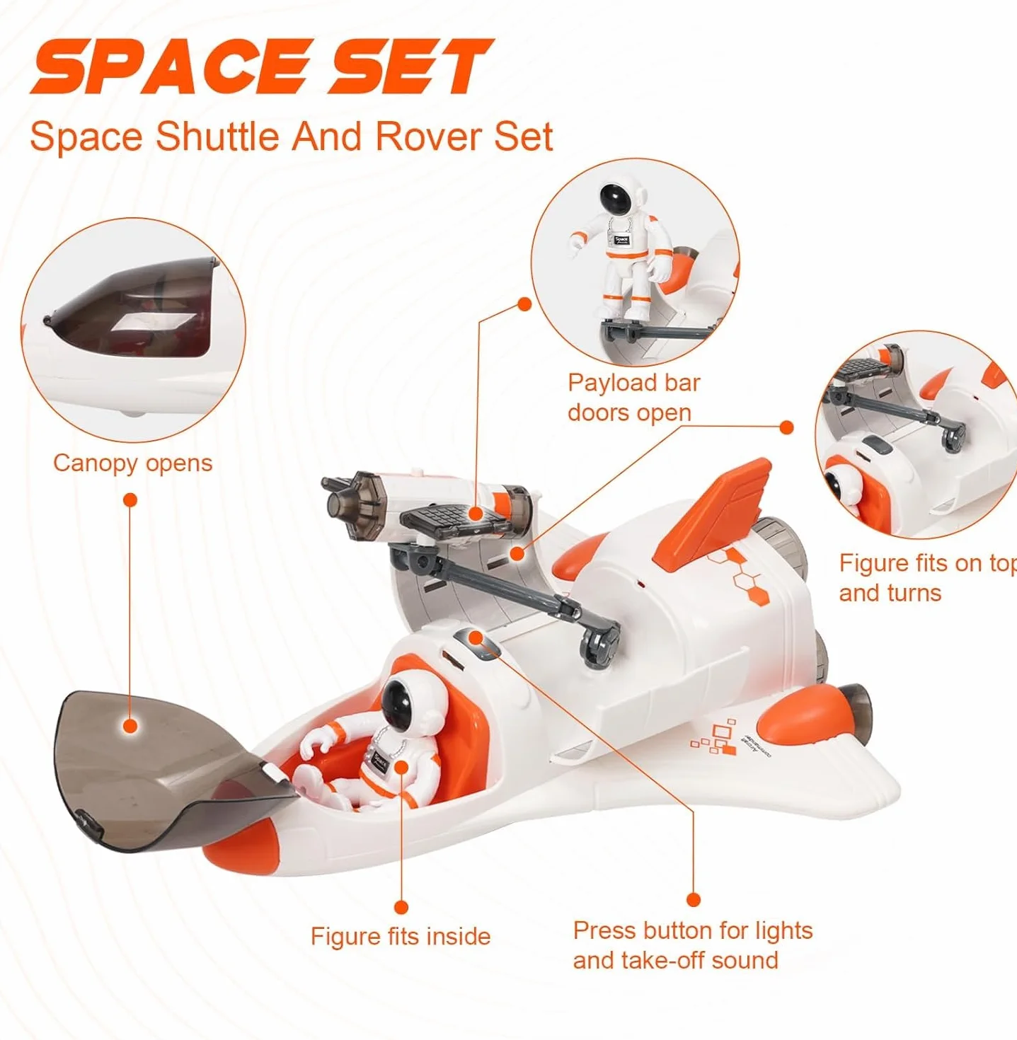 Giocattolo Razzo Spaziale,Astronave Spaziale,Set Giocattolo Sistema Solare con Razzo Spaziale con Spruzzatore,Luci E Musica Per Bambini,Scienza,Istruzione