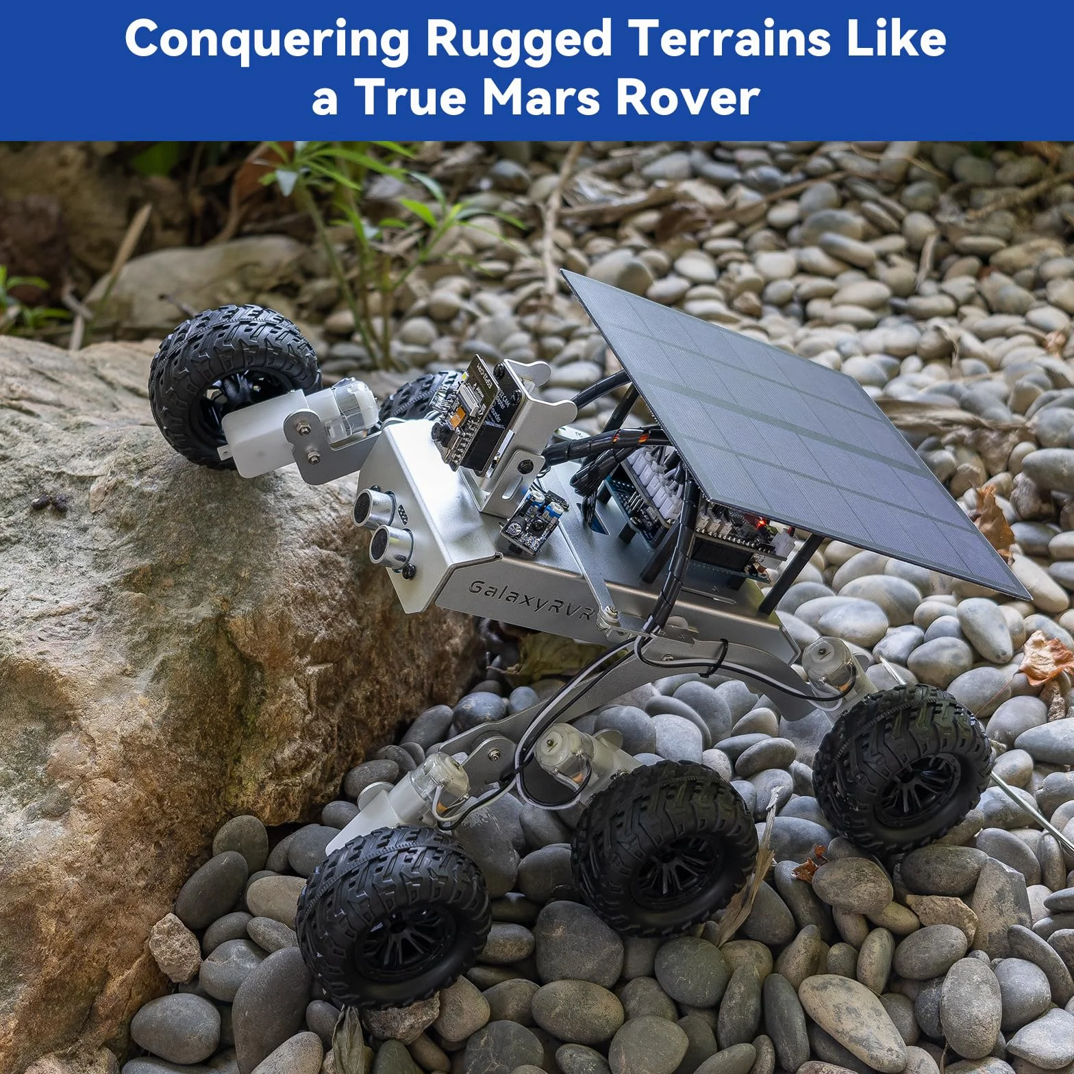 SunFounder GalaxyRVR Mars Rover STEM Kit per Arduino, compatibile con Uno R3, sospensione Rocker-Bogie, Scratch, C, fotocamera, FPV, batteria ricaricabile, per studenti, educatori, ingegneri