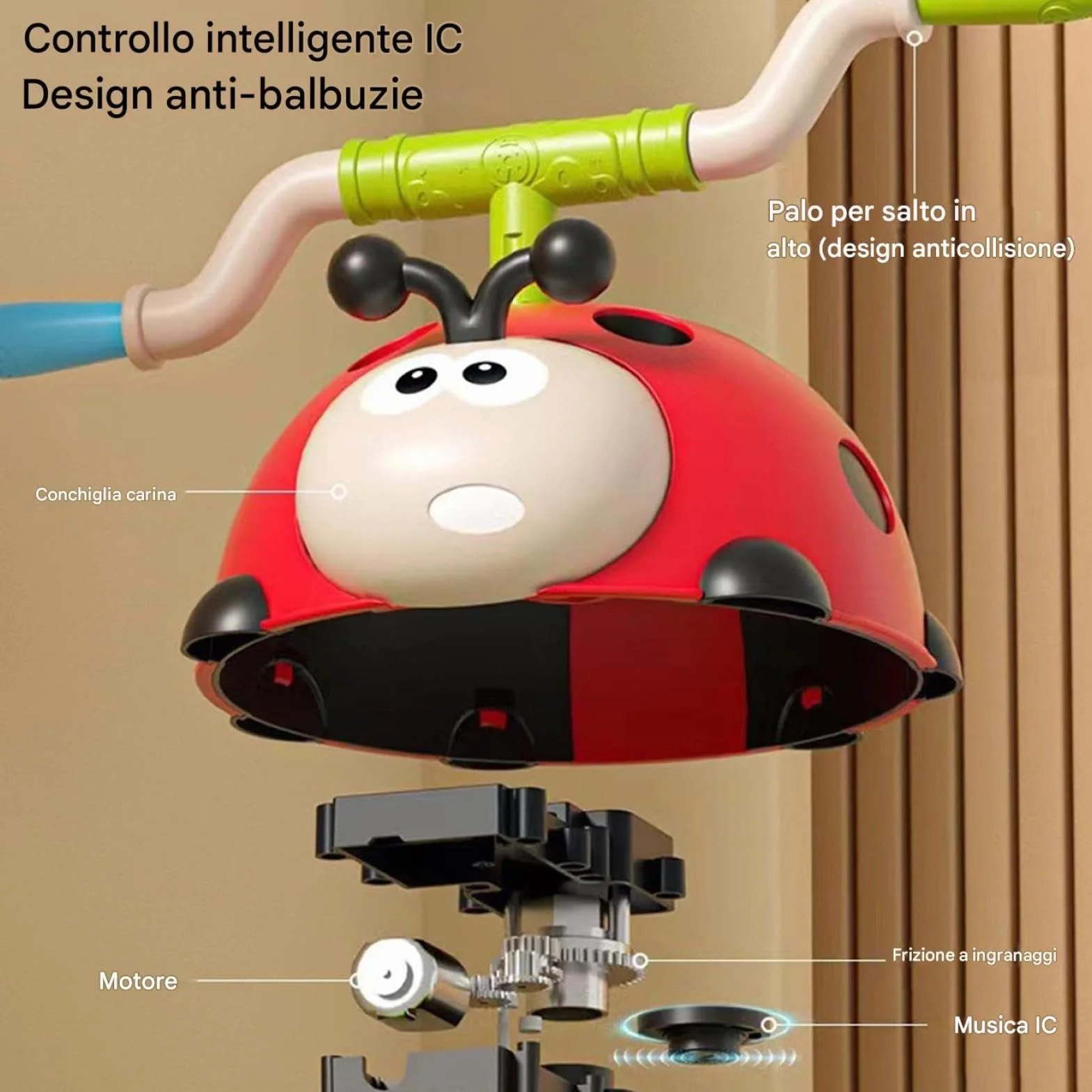 Giocattolo Coccinella - Gioco Anello Salto E Lancio | Lanciarazzi Interattivo Per Bambini, Attività All'aperto Con Musica E Funzione Di Salto, Dispositivo Di Allenamento Per Casa, , Cortile, Terr
