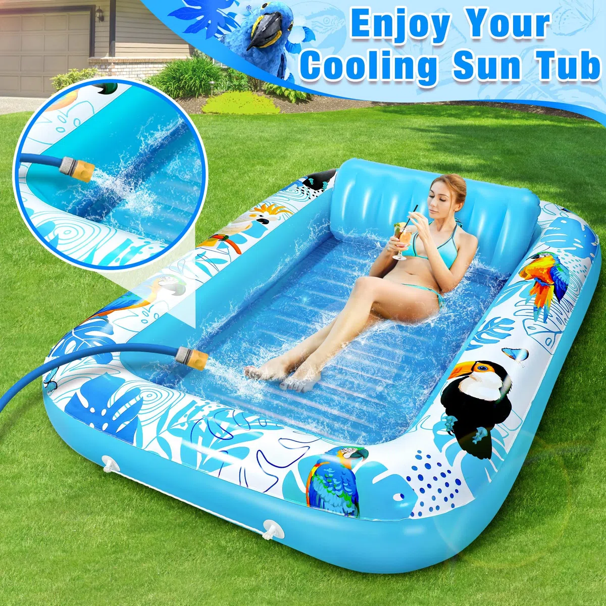 Materassino Gonfiabile Mare Piscina Blu Poltrona Amaca Adulti Bambini