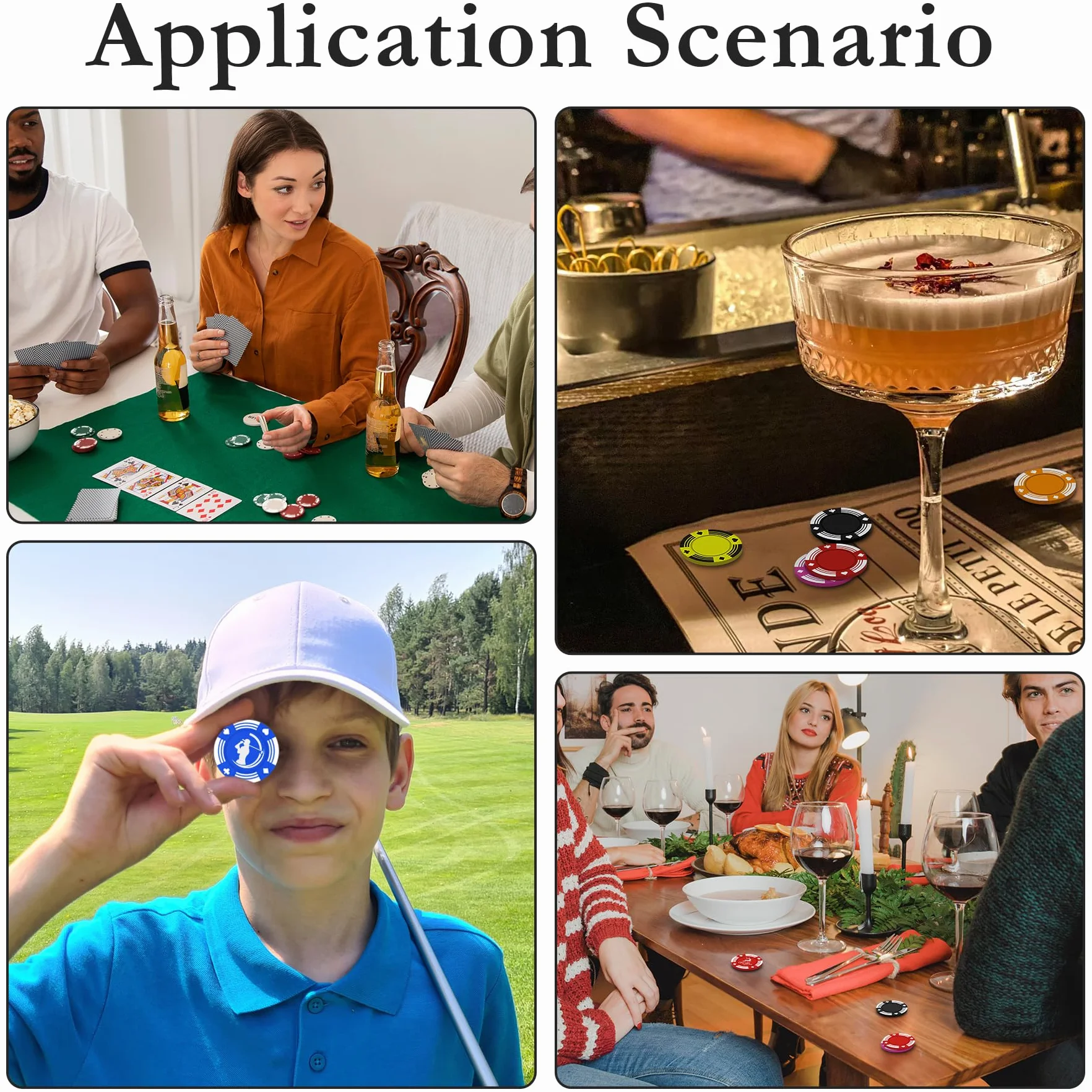 100 gettoni personalizzati, stampati a colori con il tuo logo, immagine o testo, 37 mm pesanti 2,7 grammi di fiches da poker per gettoni da bar, club di carte o mazze da golf