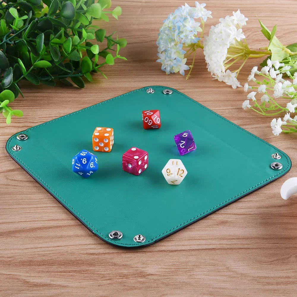 SIQUK 6 Pezzi Tavola per Dadi Pieghevole in Pelle Supporto Quadrato Giochi da Tavolo Rpg DND
