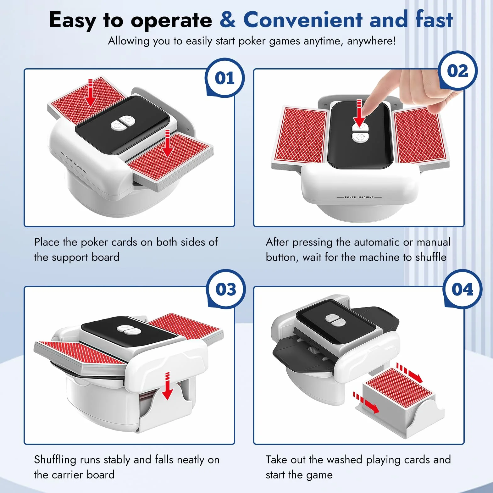 Mescolatore Carte da Gioco,Mischia Carte Automatico per 1-2 Mazzi,Card shuffler,modalità Auto e Manuale,Mixer Automatico,per Carte di Diverse Dimensioni