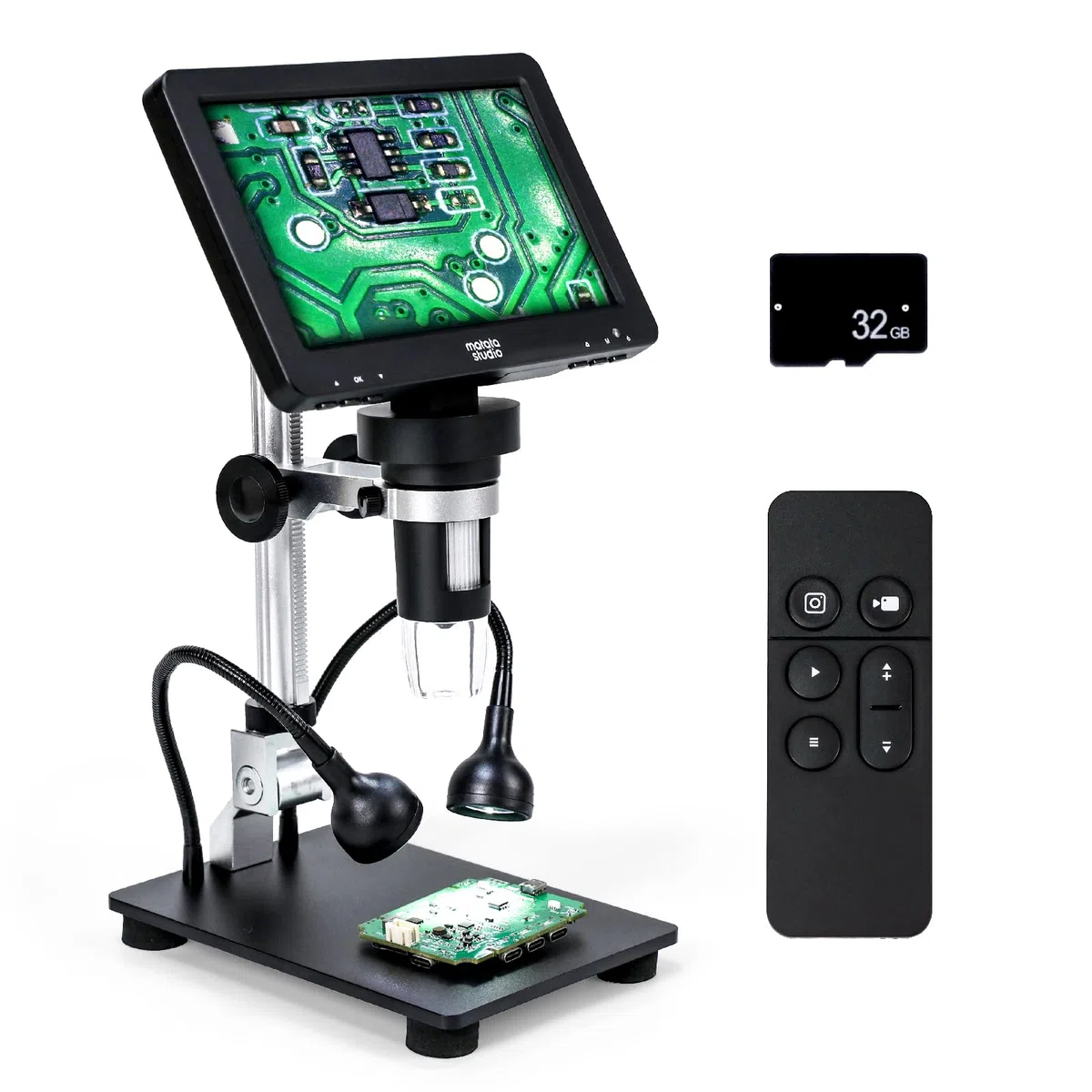 Matatastudio Microscopio digitale MT2 1200X HDMI con schermo IPS HD da 7'', Microscopio di saldatura con lente d'ingrandimento per monete 1080P per bambini e adulti, 10 luci LED, compatibile con
