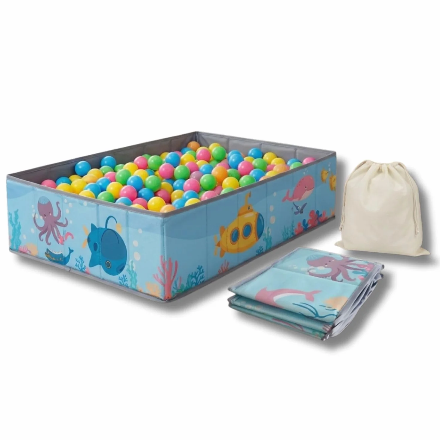 Piscina di palline per bambini- Piscina di palloni per bambini- Piscina di pieghevole e portatile- Cubo giocattolo per interni ed esterni- (palline non incluse).