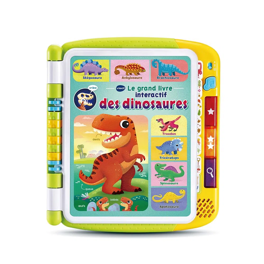 VTech - Il Grande Libro Interattivo dei Dinosauri, Imager Sonore, Touch Book Bambino, Dinosauro Giocattolo Educativo, 14 Pagine Illustrate e Interattive, Regalo Bambino Da 3 Anni - Contenuto in
