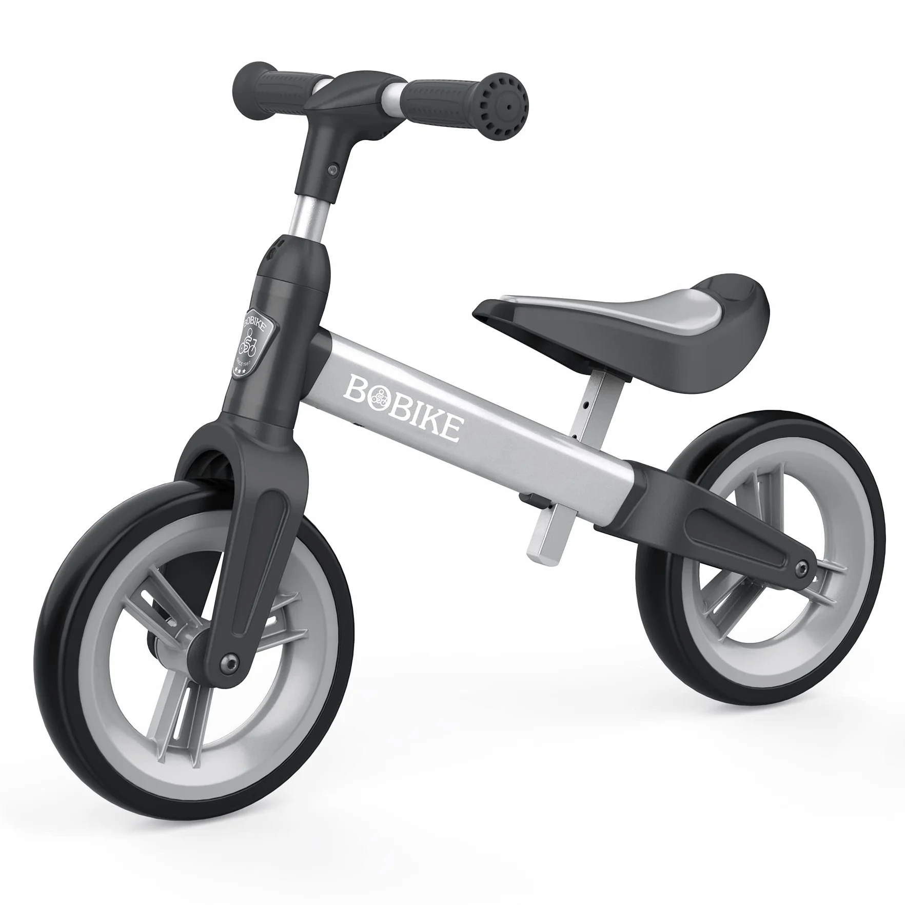 MHCYLION Bicicletta Bambini Senza Pedali per 1,5-4 Anni Fino a 25 Kg, volante e sellino Regolabili in Altezza, Bloccasterzo, Giocattoli Regali per Bambini Bicicletta Equilibrio Bambino,Argento