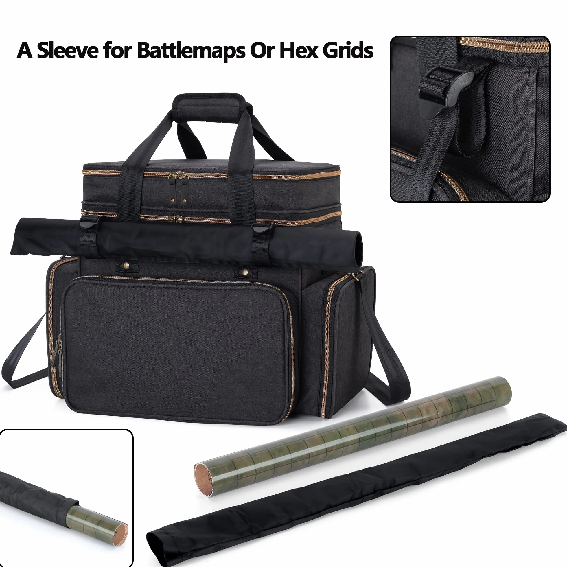 Trunab Borsa DND per RPG Adventure's Travel, Borsa per Battle Mat Compatibile con Dungeons and Dragons, Grande Capacità Adatto per Handbooks Libri di Regole, da ecc