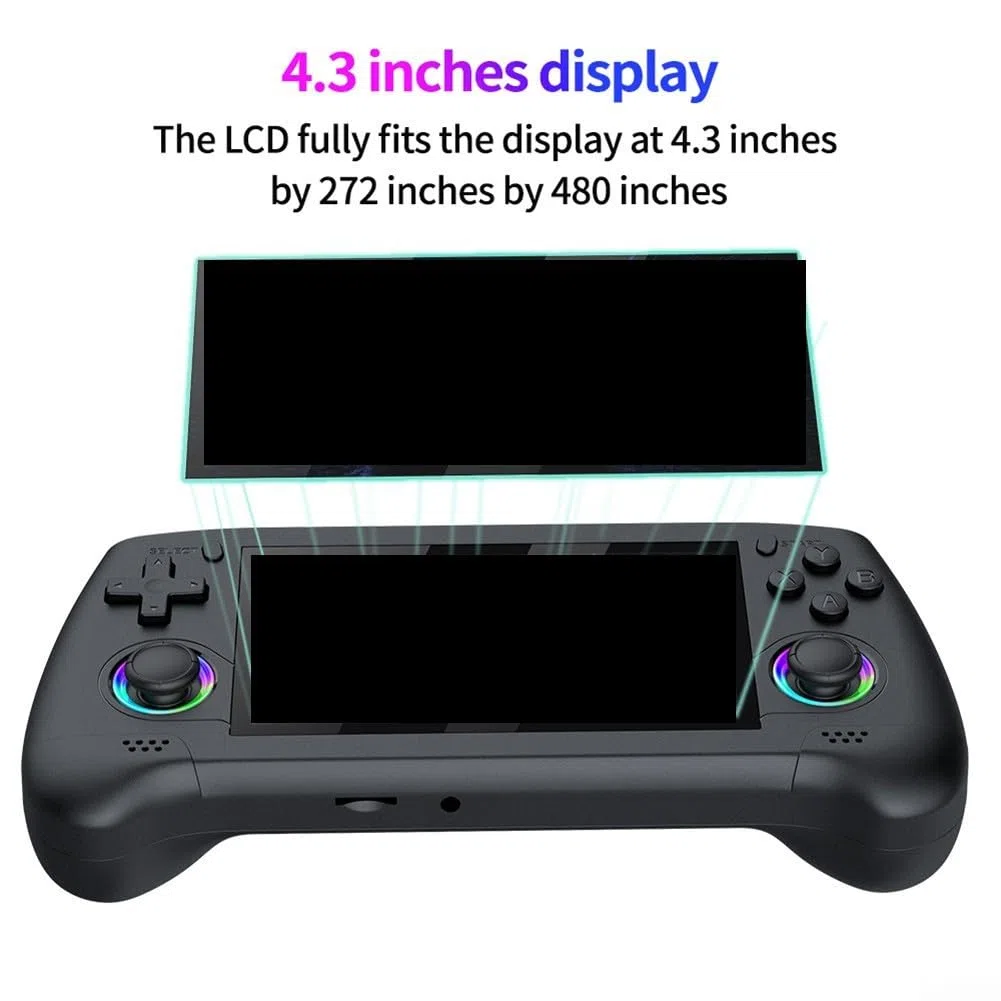 Console di gioco portatile da 4,3 pollici RGB con lettore 3D retrò con costruzione in ABS per giocare nei colori nero, grigio, verde (verde)