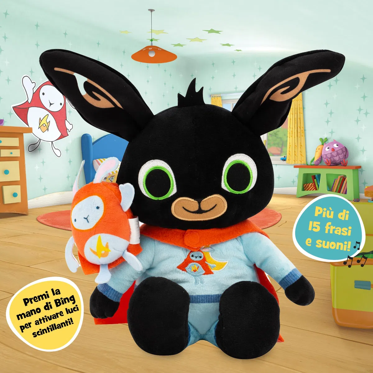 Bing Pigiamino Peluche Interattivo con Amico Hoppity, Giochi Neonato 0 Mesi +, Luci e Suoni